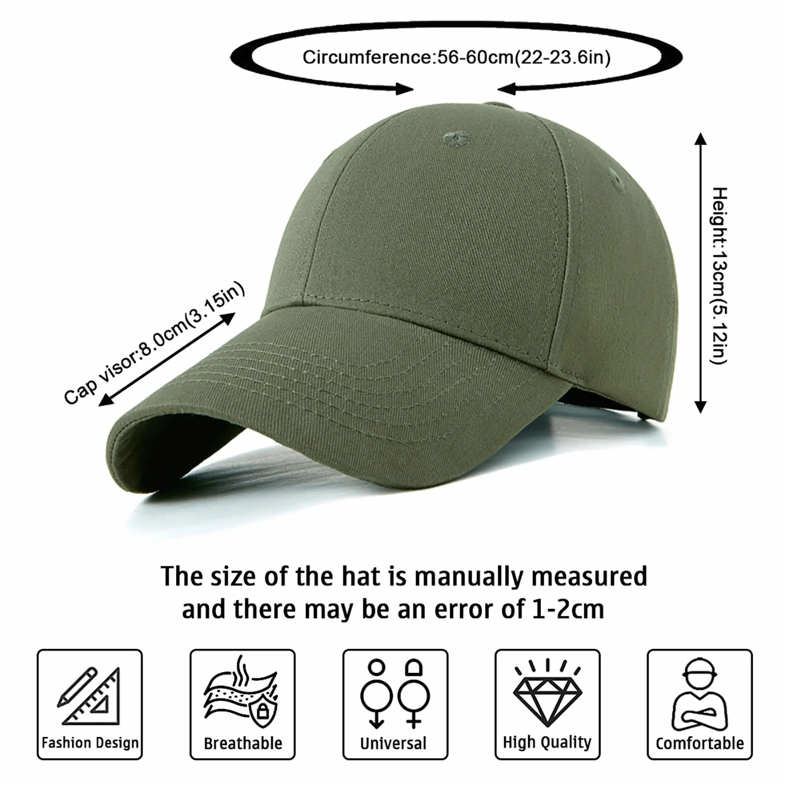 Enwokran Casquette de Baseball Unisexe Coton Réglable Hip Hop Sport Extérieur