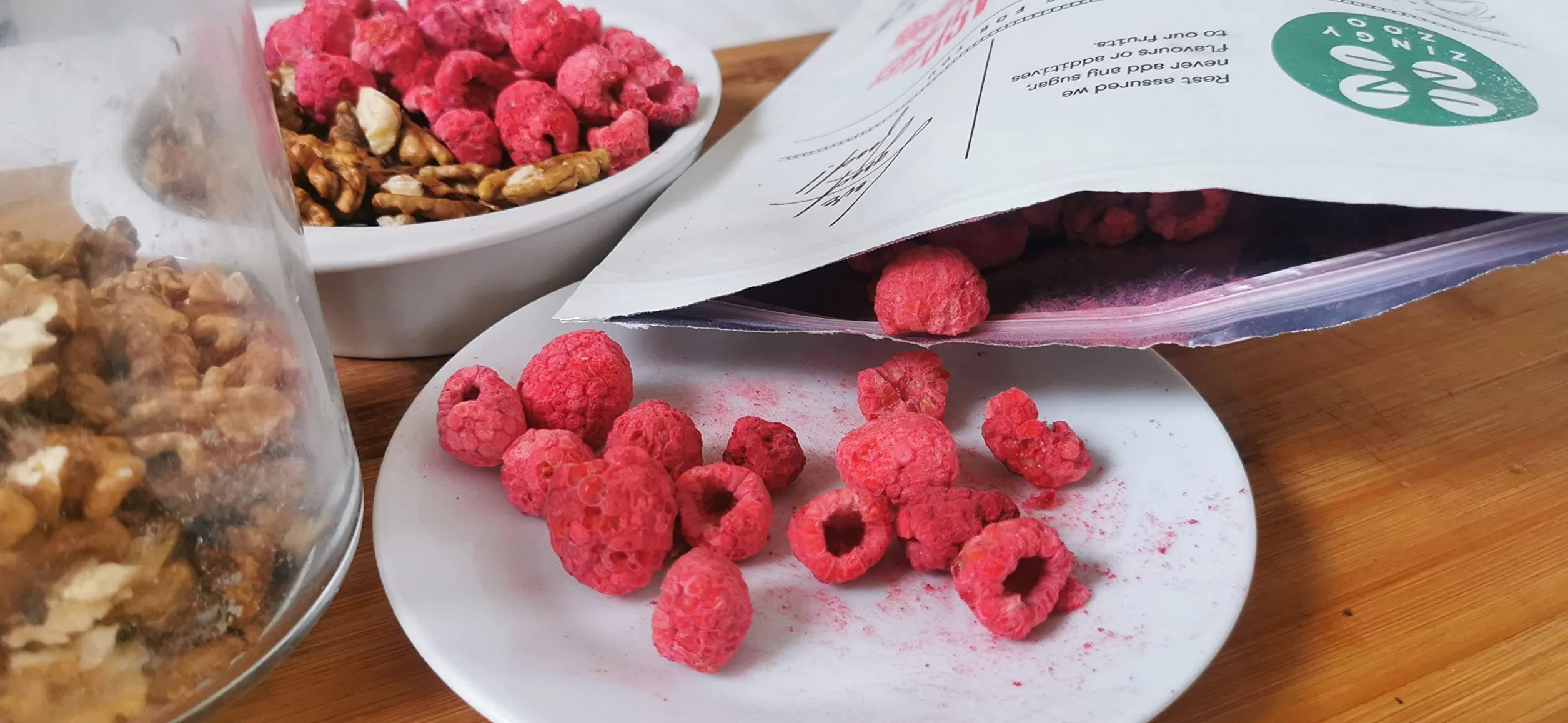 Framboise Lyophilisée | Naturel Framboises Séchées | Fruits Seches Lyophilisateur | Fruits Secs Fruits Frais Lyophilisés | Freeze Dried Raspberry | Gefriergetrocknete Himbeeren | ZingyZoo (90g)