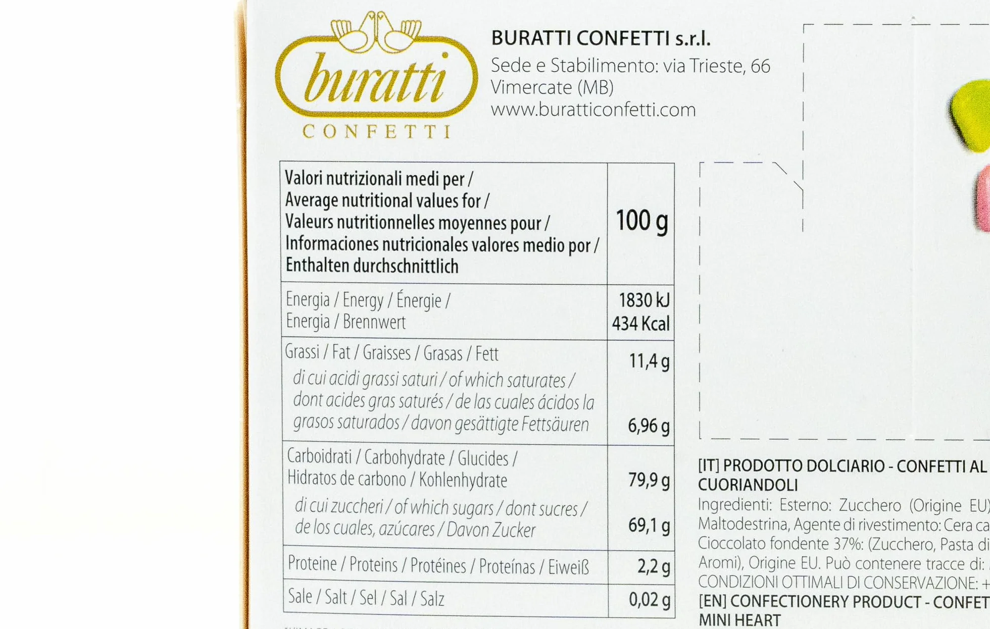Buratti Confetti Dragées au Chocolat Blanches 1 Kg