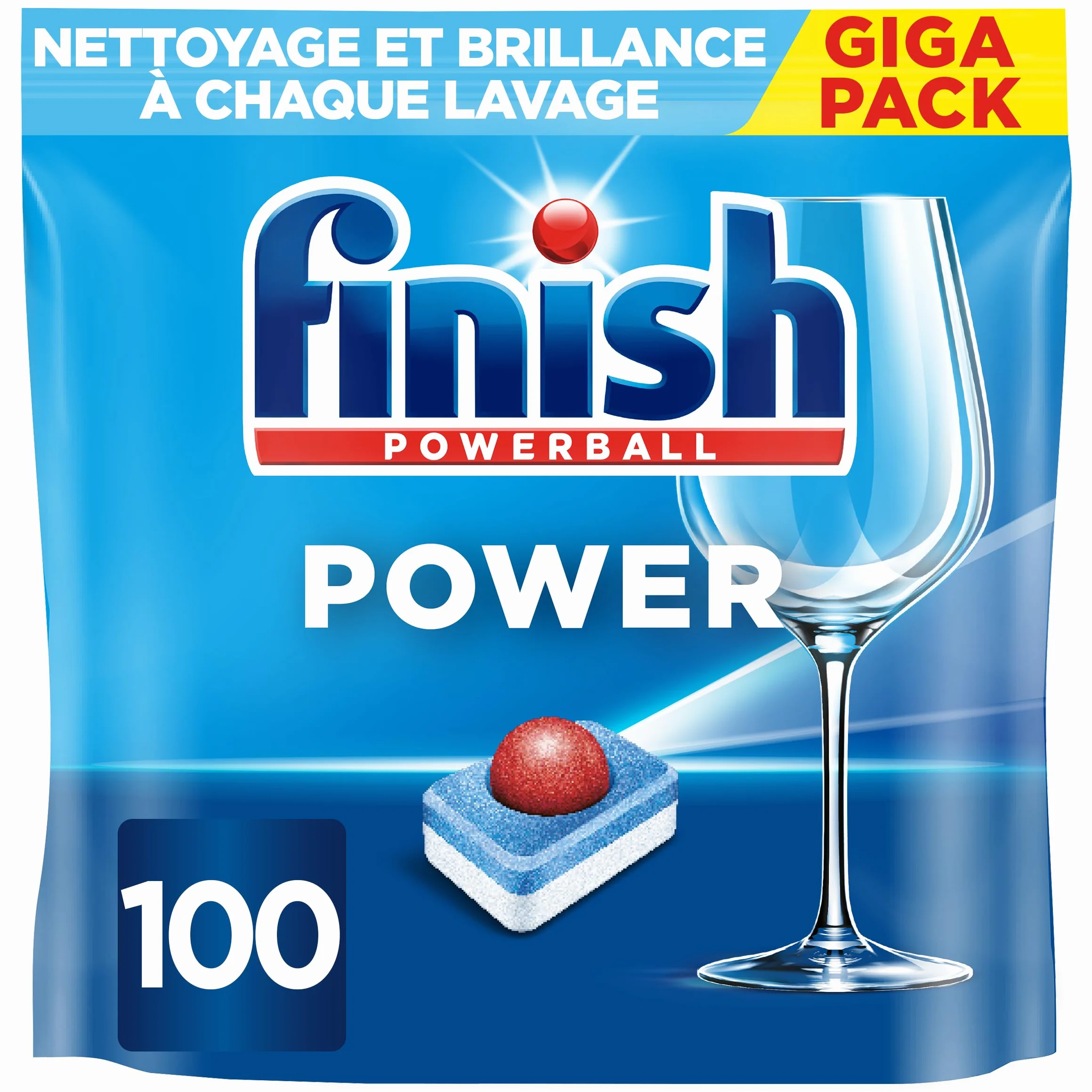 Finish Pastilles Lave-Vaisselle Powerball Comprimé Sans parfum All in One Max - 100 Tablettes Lave-Vaisselle