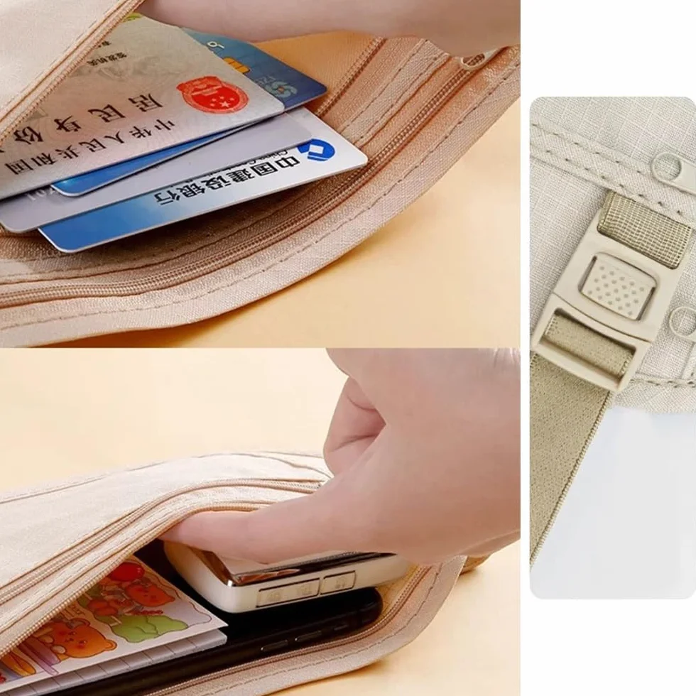 Ceinture Porte-Billets Antivol Voyage, Portefeuille Dissimulé Homme Femme - Protection Argent Cartes Passeport Téléphone