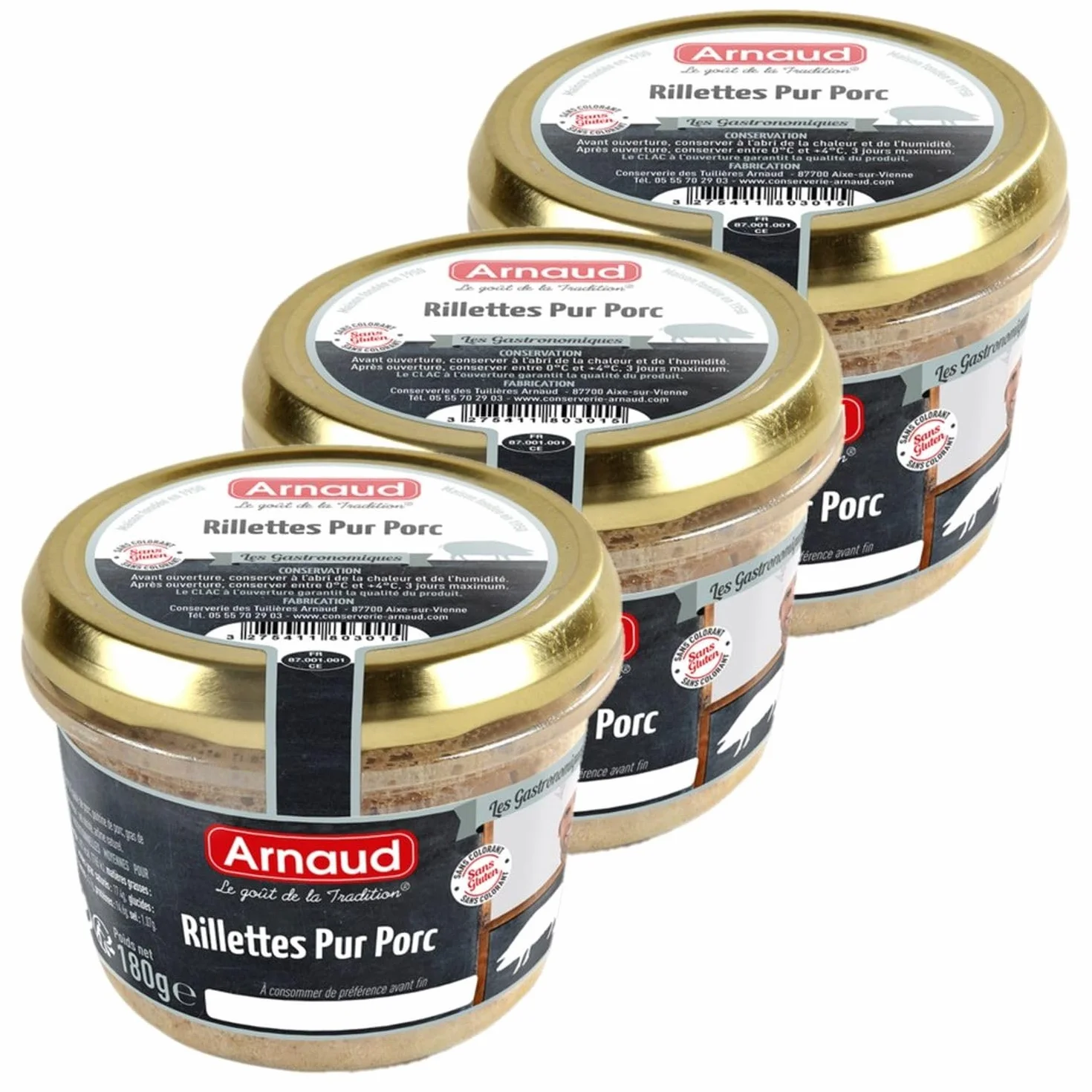Lot 3x Rillettes pur porc - Bocal 180g