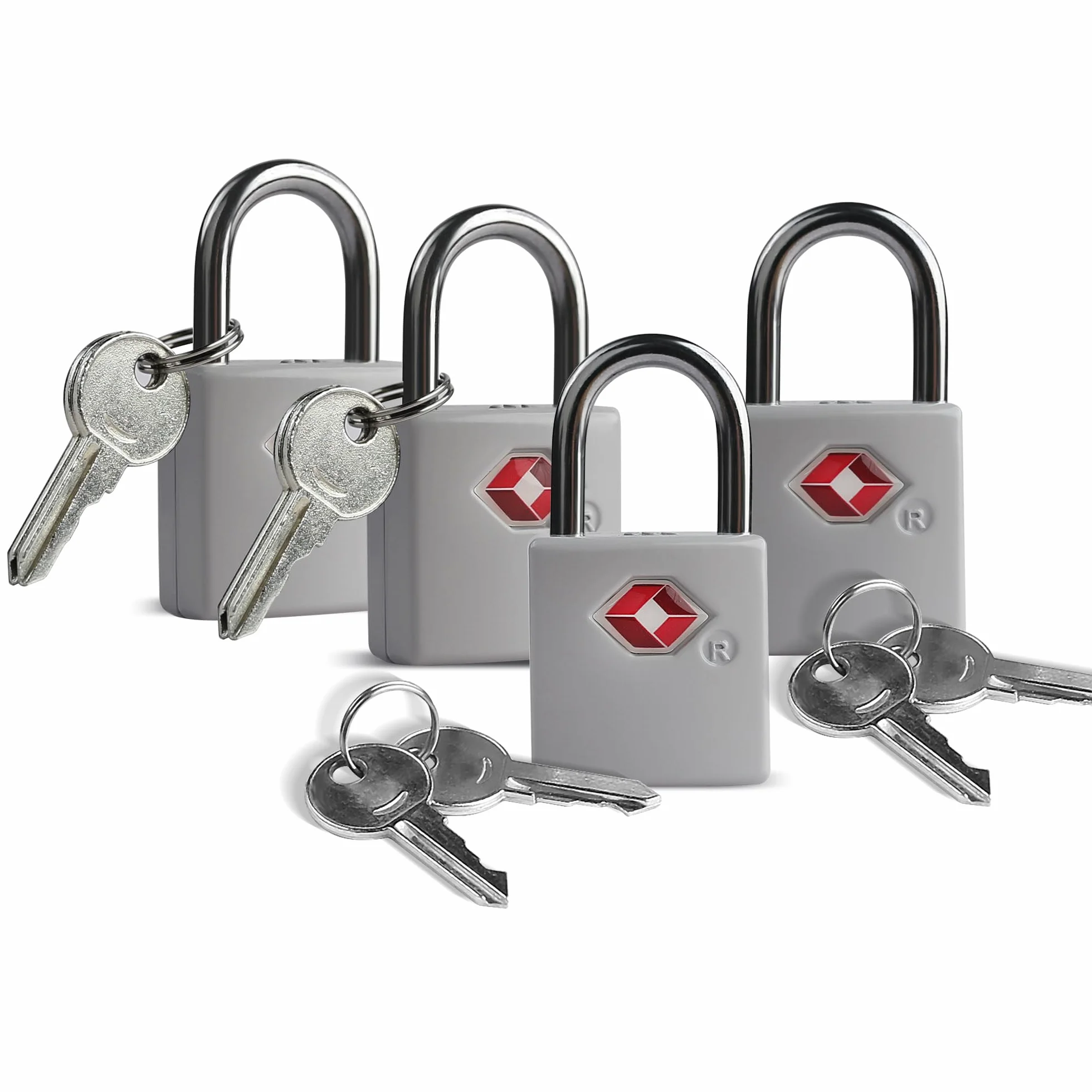 Lot de 4 cadenas de voyage approuvés par la TSA en alliage de zinc avec clés