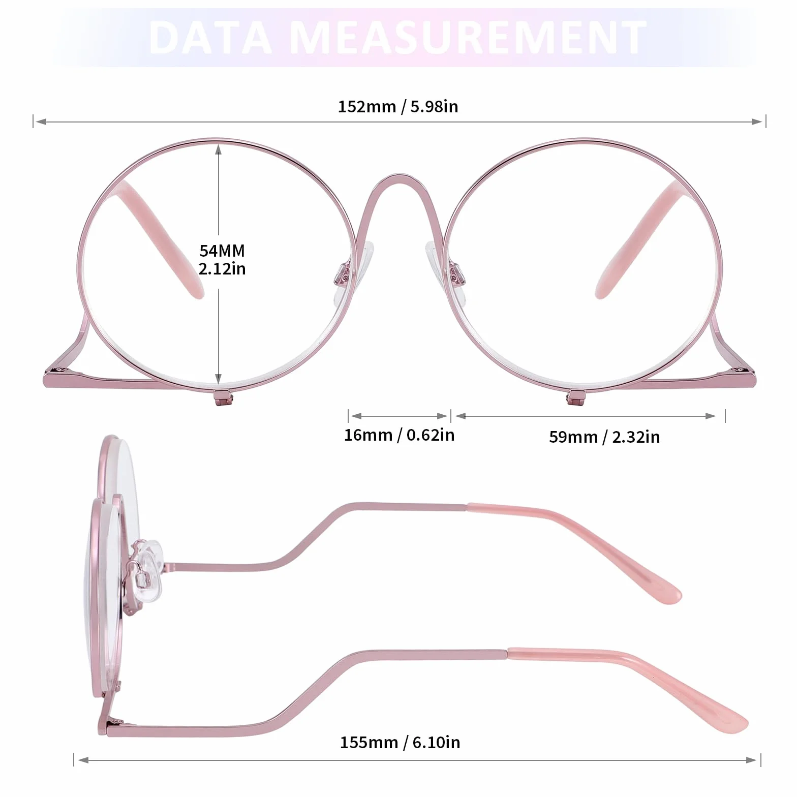 JOOX Lunettes de maquillage verre rotatif grossit les yeux pour femmes