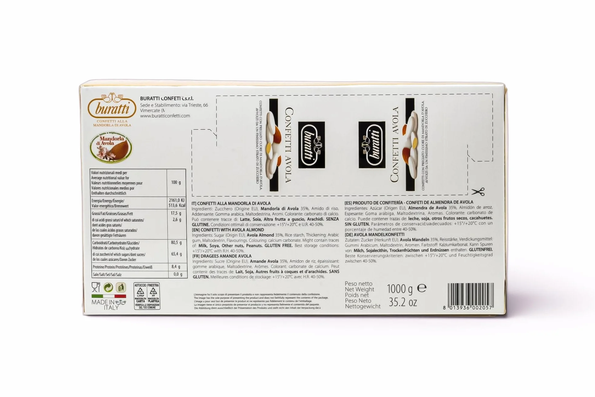 Buratti Confetti Dragées Classiques aux Amandes d'Avola Regina 1 kg
