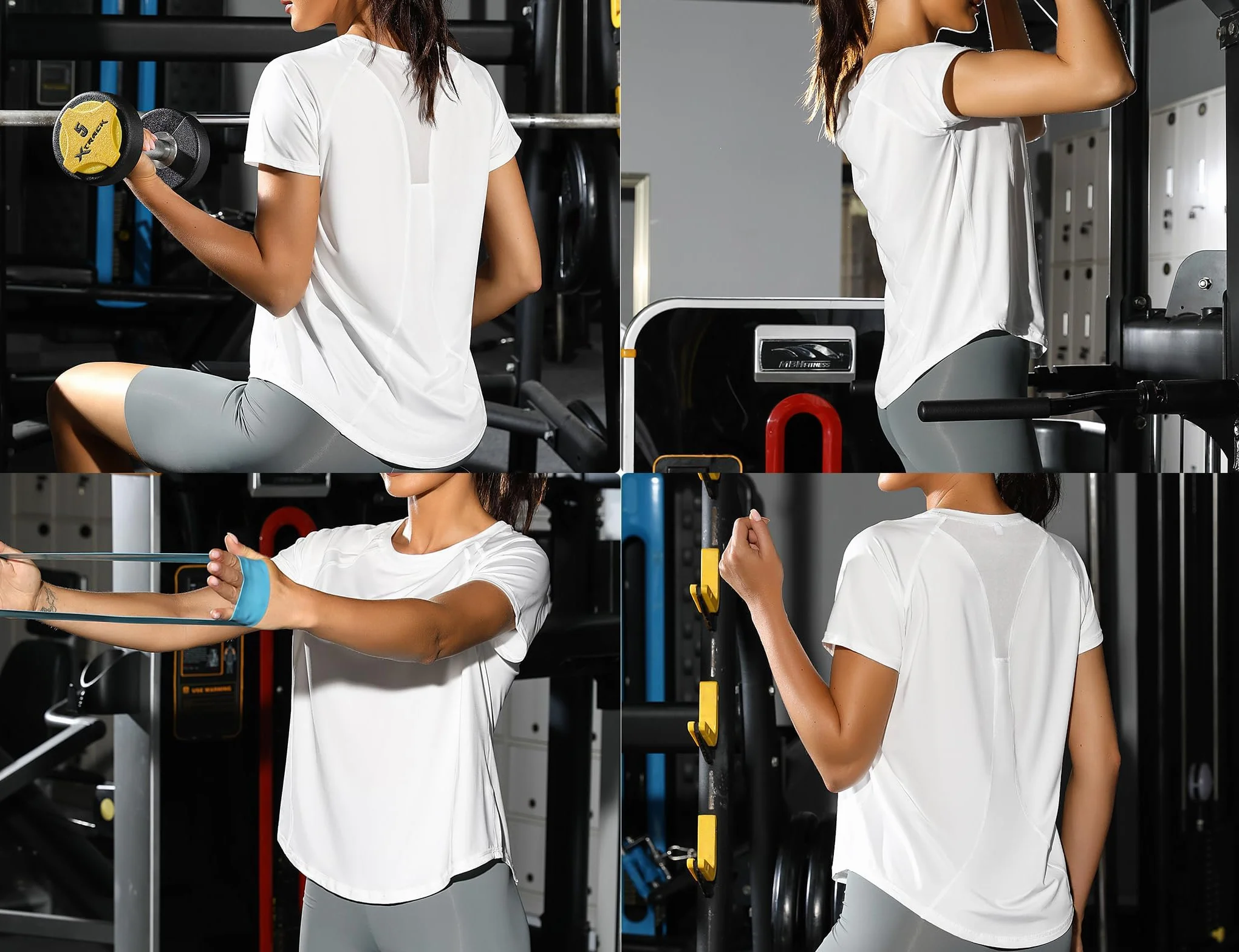 Tee Shirt Sport Femme à Manches Courtes Séchage Rapide Top Fitness Yoga Pilates Jogging