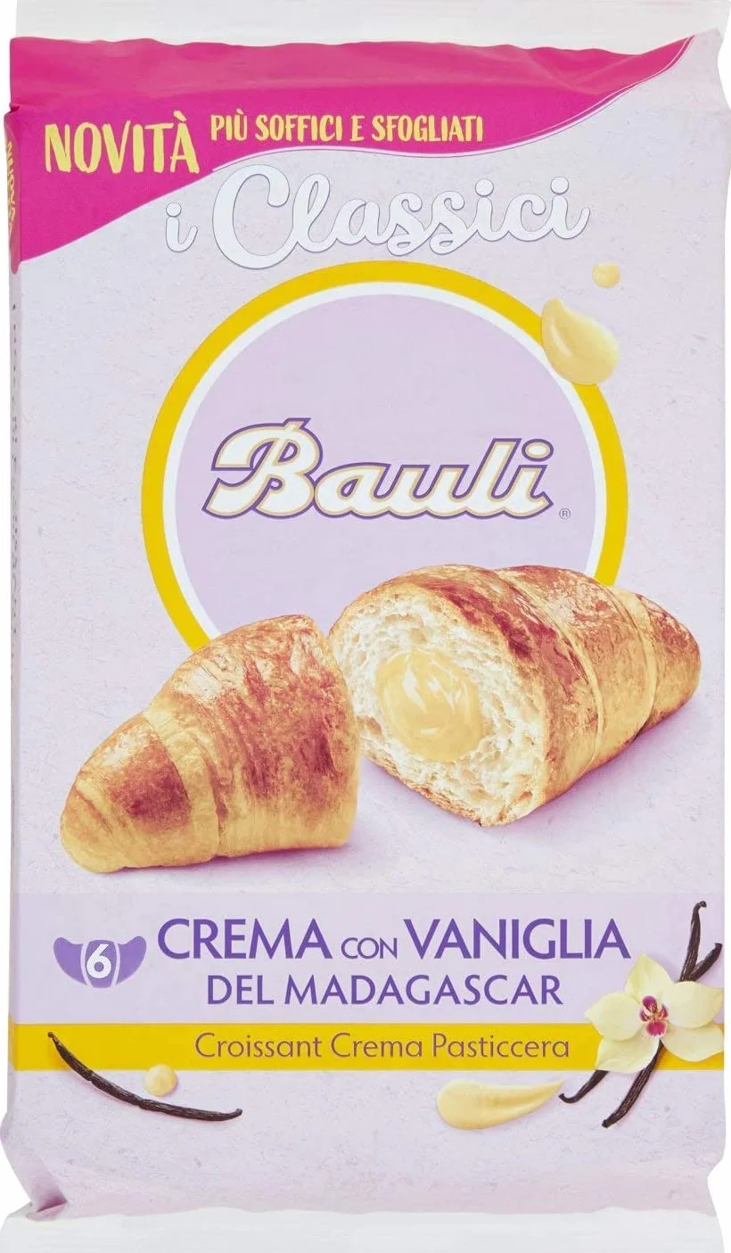 Bauli Cornetti Lot de 18 croissants avec crème pâtissière 50 g