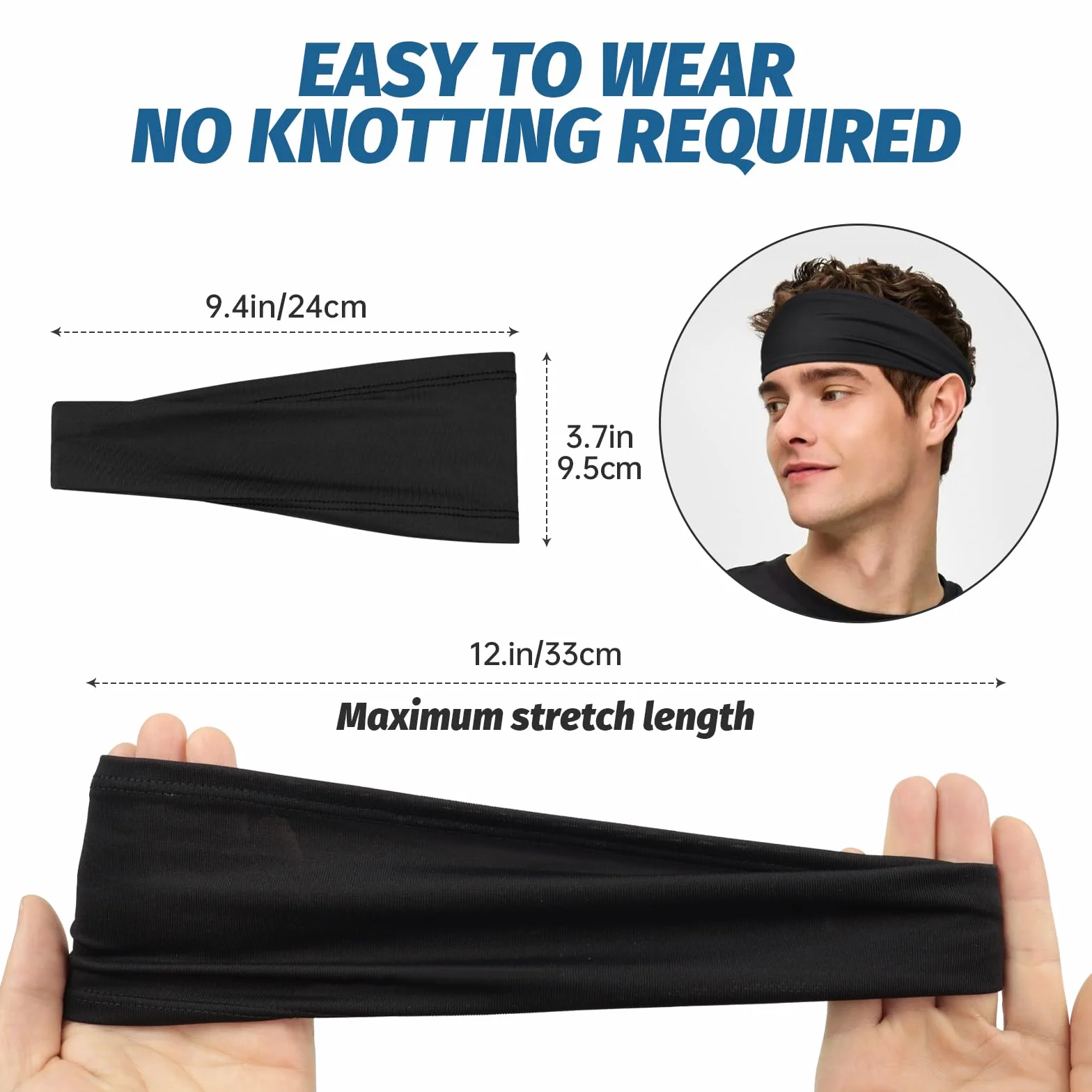 Bandeau Cheveux Homme Femme 5 Pcs Serre Tete Anti Transpiration Bandana Élastique Sport Headband Tennis Football Basketball Gym Cyclisme