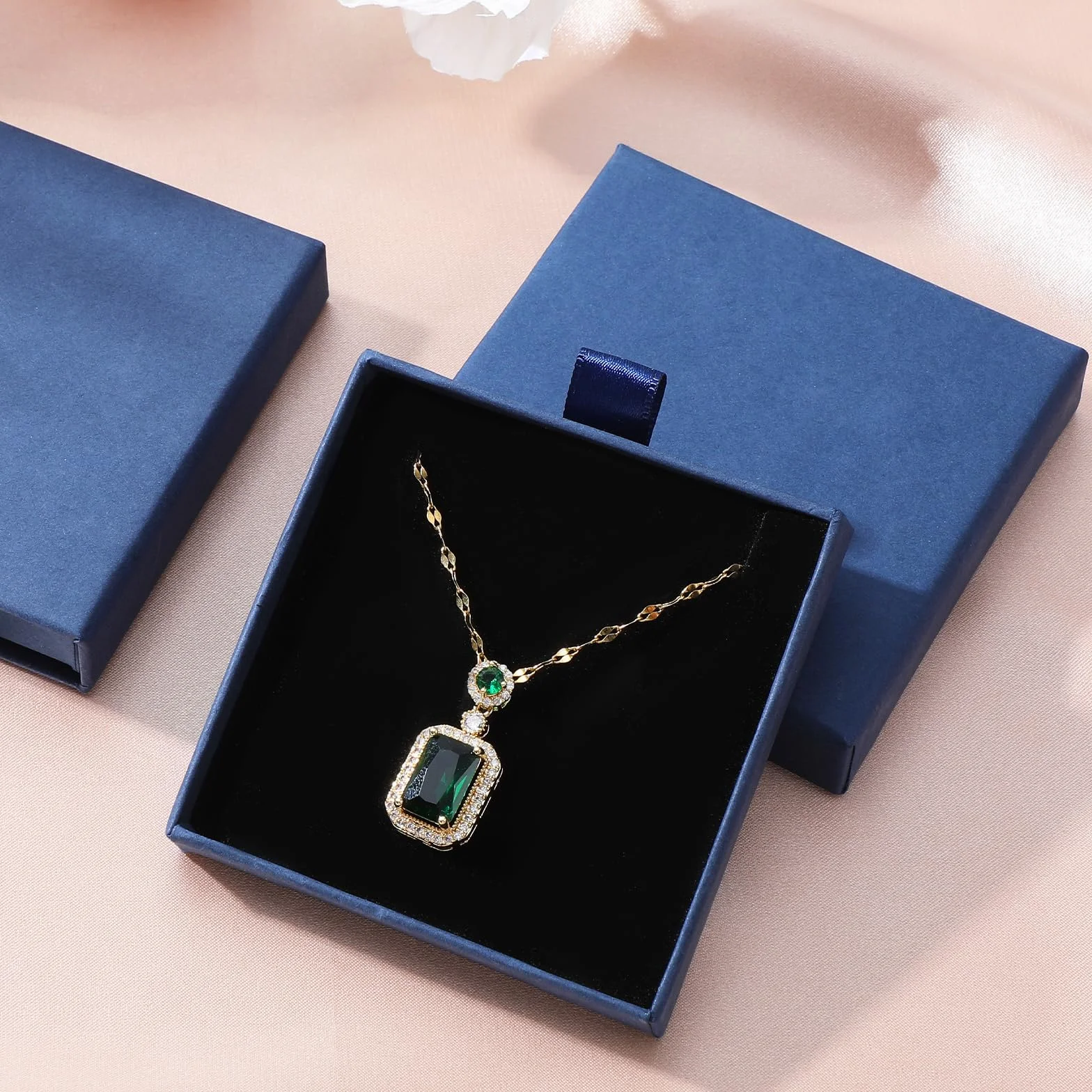 Lot de 2 boîtes à bijoux en papier épais extensibles pour bracelets colliers boucles d'oreilles bagues (bleu)