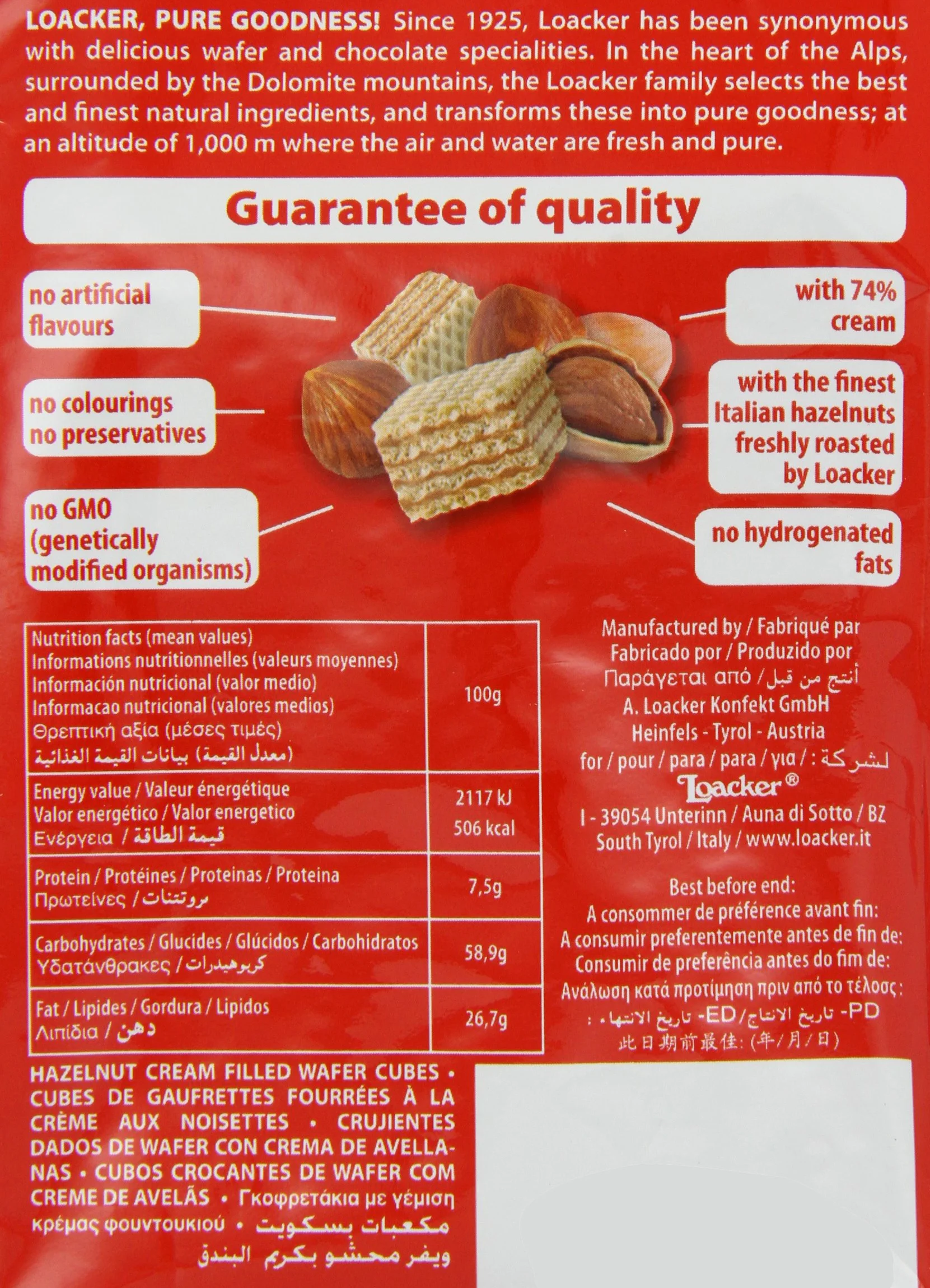Loacker Napolitaner Hazelnut Wafer 125 g (Pack of 6)