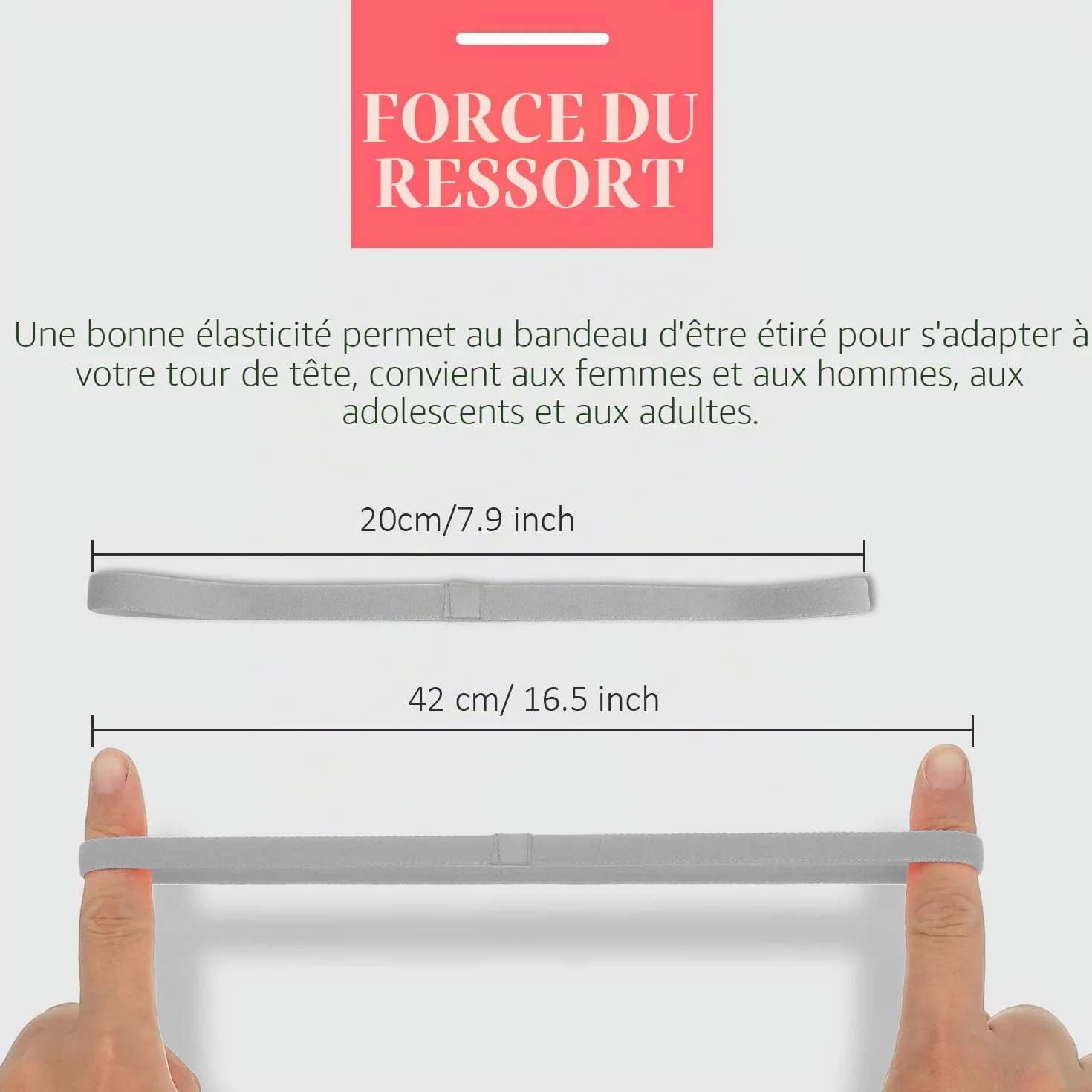 Bandeaux Élastiques de Sport Épaisses Antidérapantes 4 Pièces pour Femmes et Hommes Noir Gris Blanc