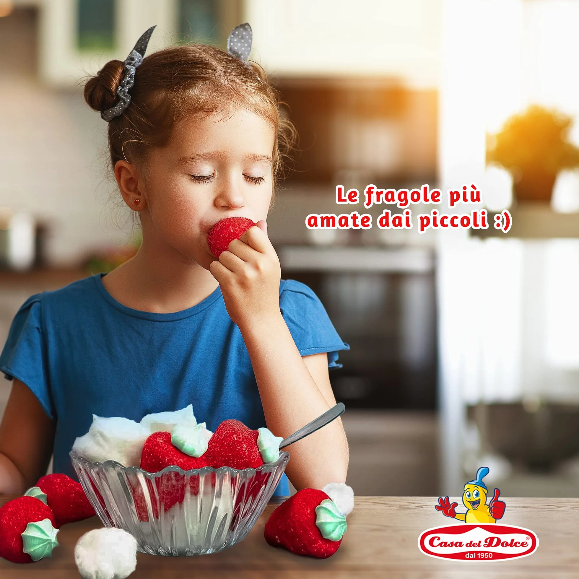 CASA DEL DOLCE Paquet XXL Fraises, Marshmallow à la forme et au Goût de Fraise 500 g, Doux et Délicieux, Made in Italy, Idées Cadeaux pour les Fêtes