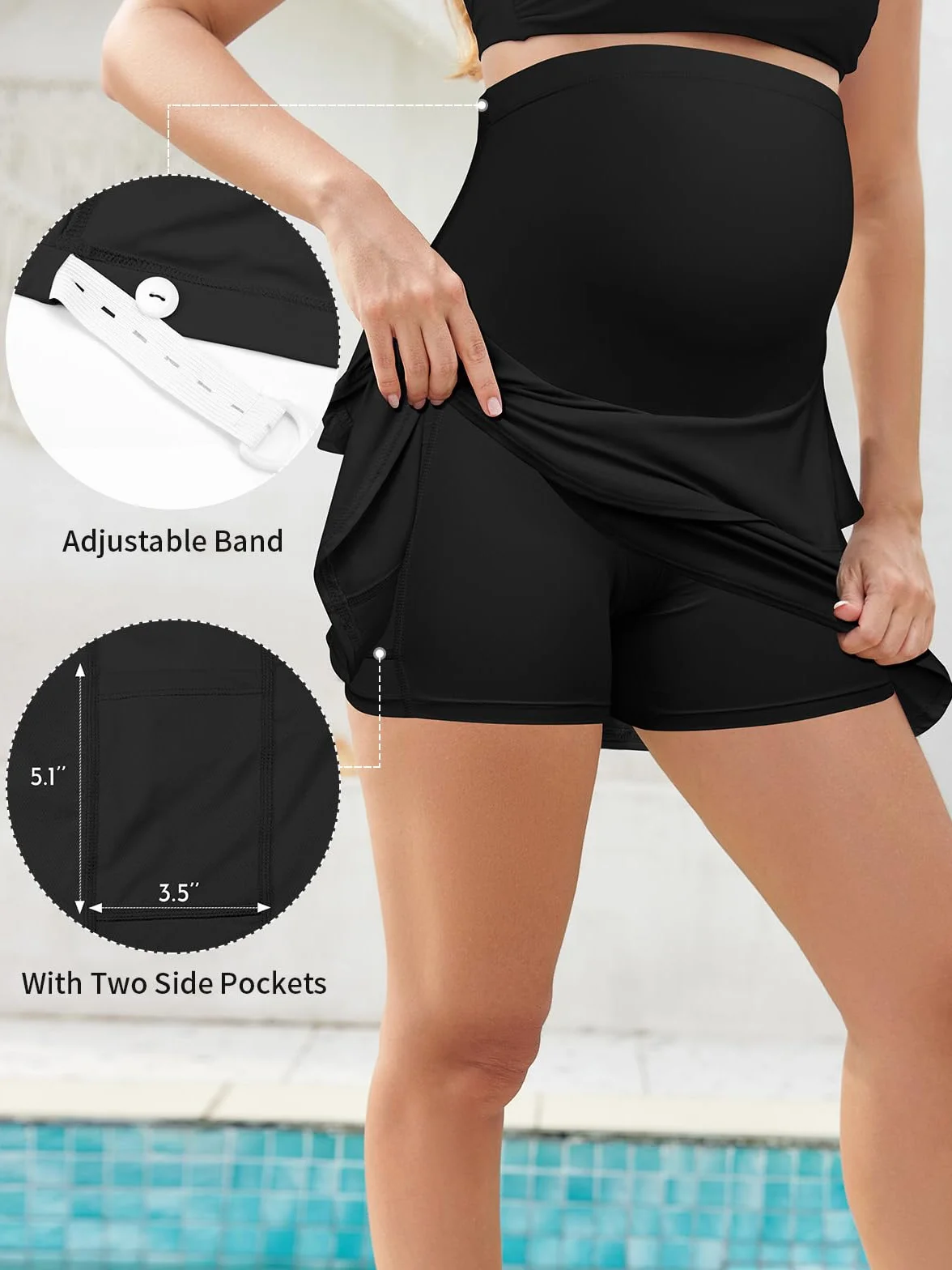 SHEKINI Jupe de maternité taille haute à volants avec short intégré pour tennis golf