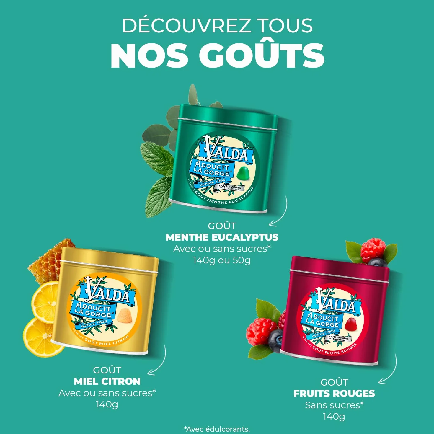 Valda Gommes Avec Sucres Goût Miel Citron 140 g