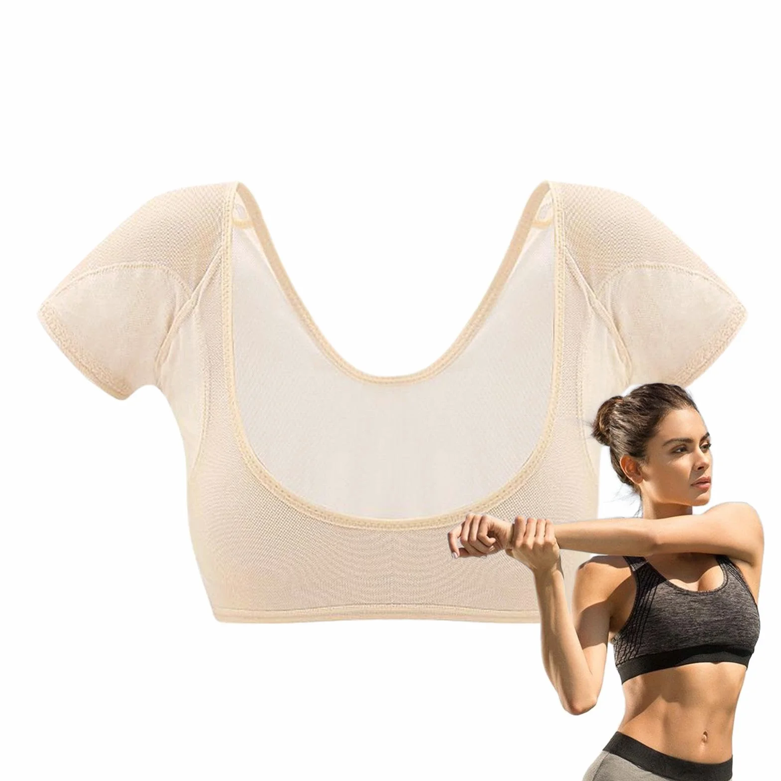Gilet anti-transpirant à manches courtes pour femme lavable réutilisable séchage rapide