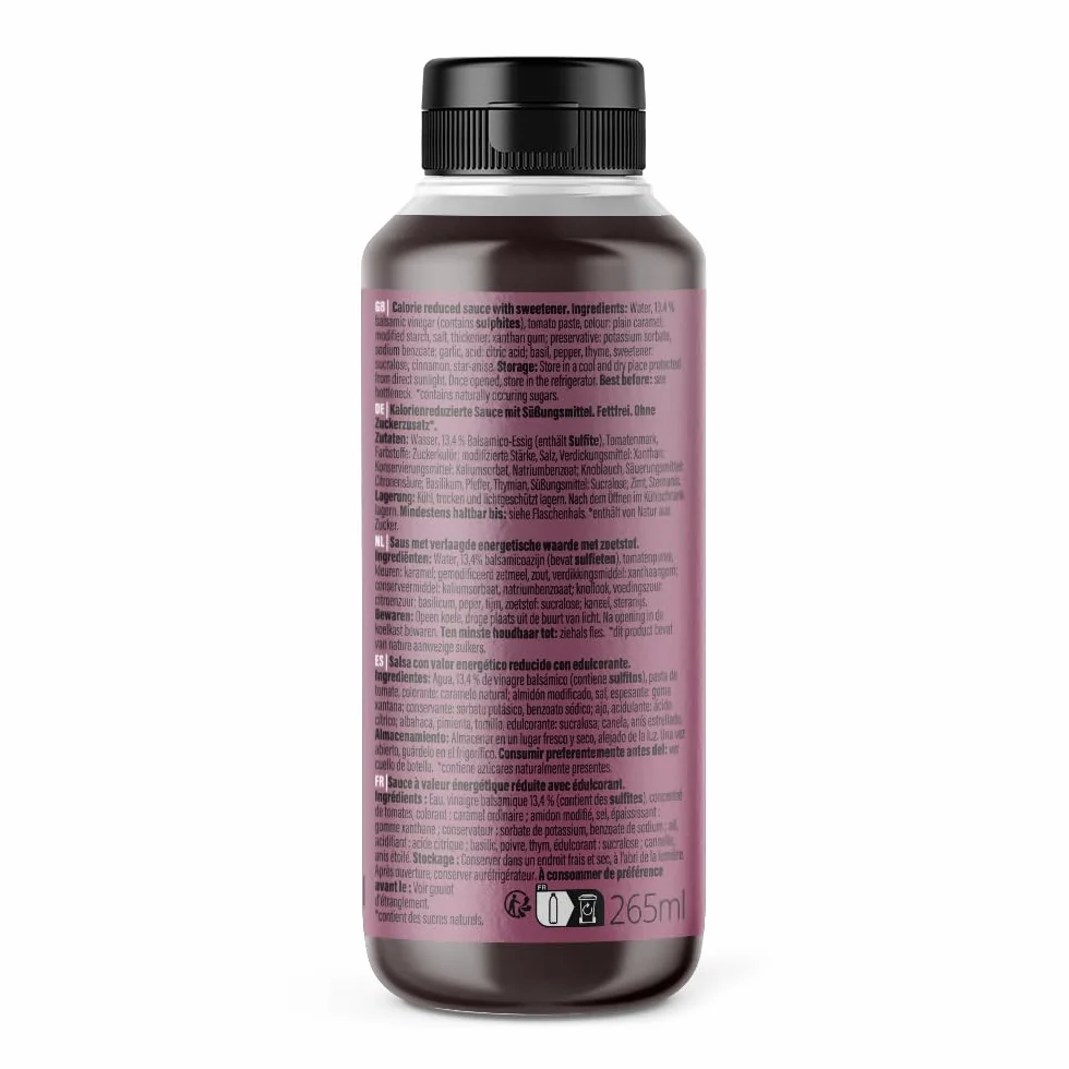 GymQueen Mamma Mia Sauce Zero 265 ml, faible en calories et sans graisse, pour affiner les plats ou comme vinaigrette, végétarien, Balsamico