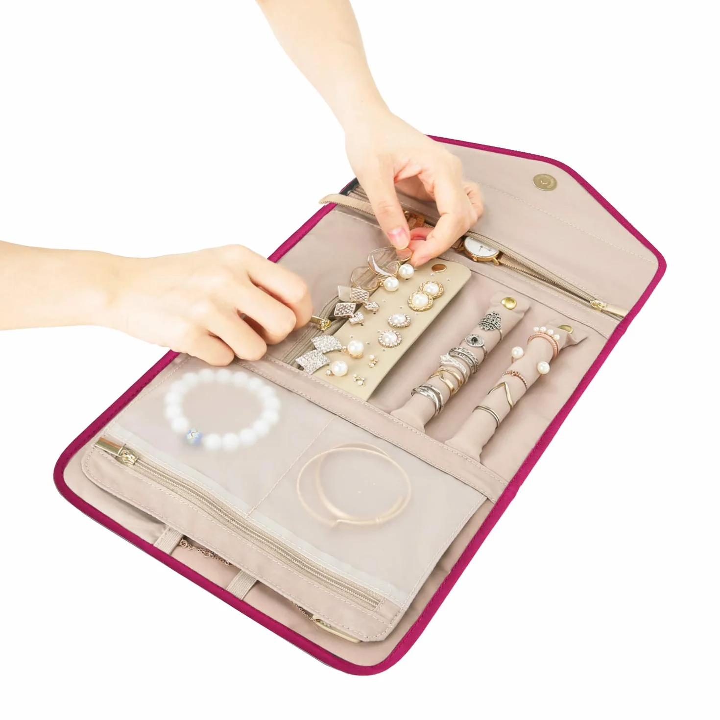 Bagsmart Trousse à Bijoux Voyage Sacoche Rangement Organisateur Rose