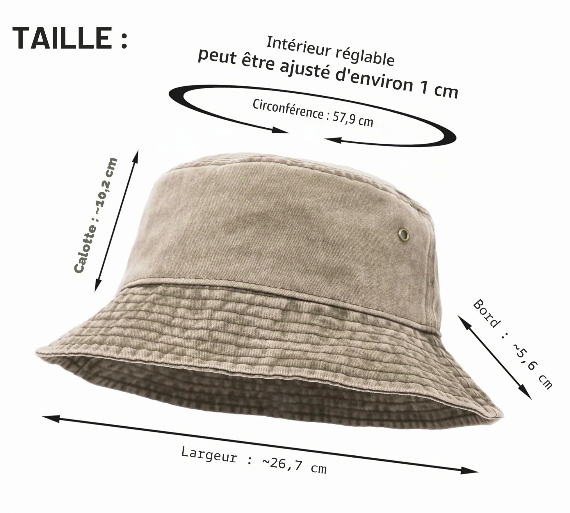 Chapeau de Seau à Large Bord Extérieur pour Pêche Chasse Randonnée