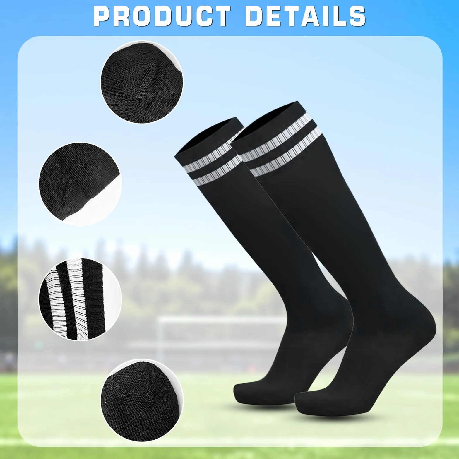 SKHAOVS Chaussettes de Football Enfant Noires Garçons Filles 5-12 Ans