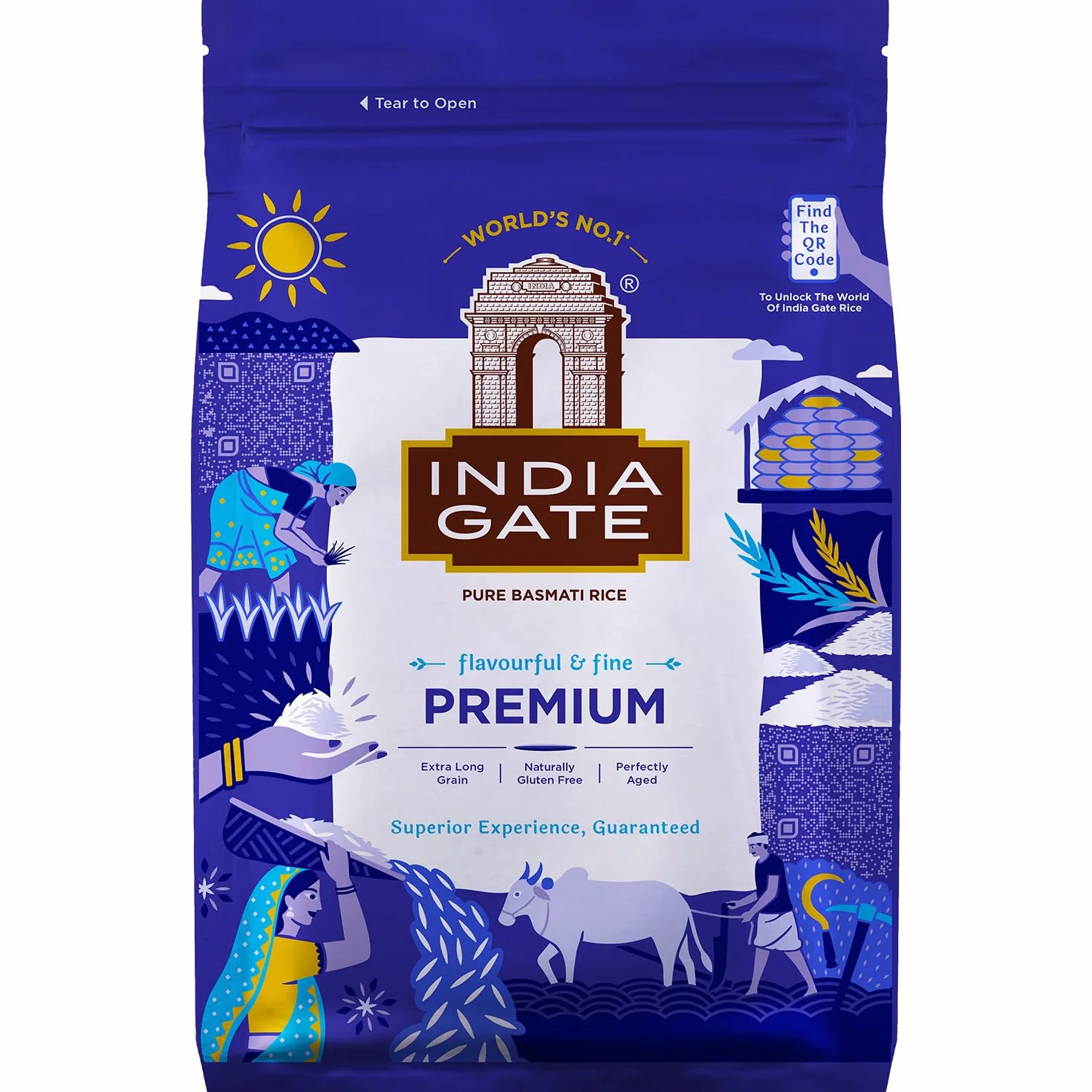 Indiagate Riz Basmati 5000 g | Riz aromatique vieilli aux grains longs et fins – Idéal pour les currys et les plats spéciaux