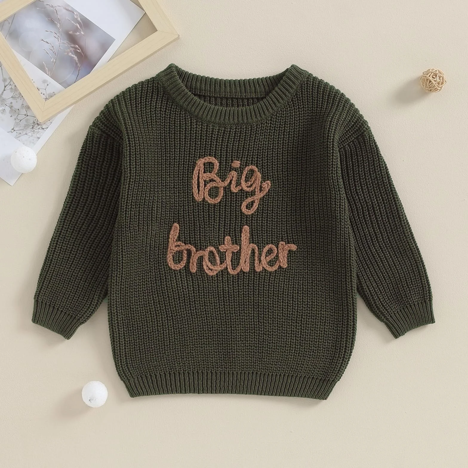 Pull Tricoté Bébé Garçon Big Brother Lil Brother Broderie Frères Matching Tenue surdimensionné Manches Longues