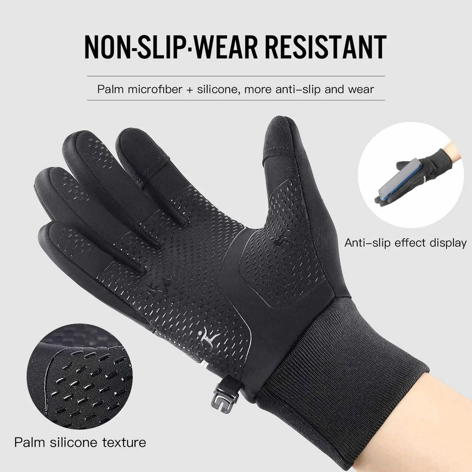 Gants d'hiver antidérapants pour ski, course à pied, cyclisme
