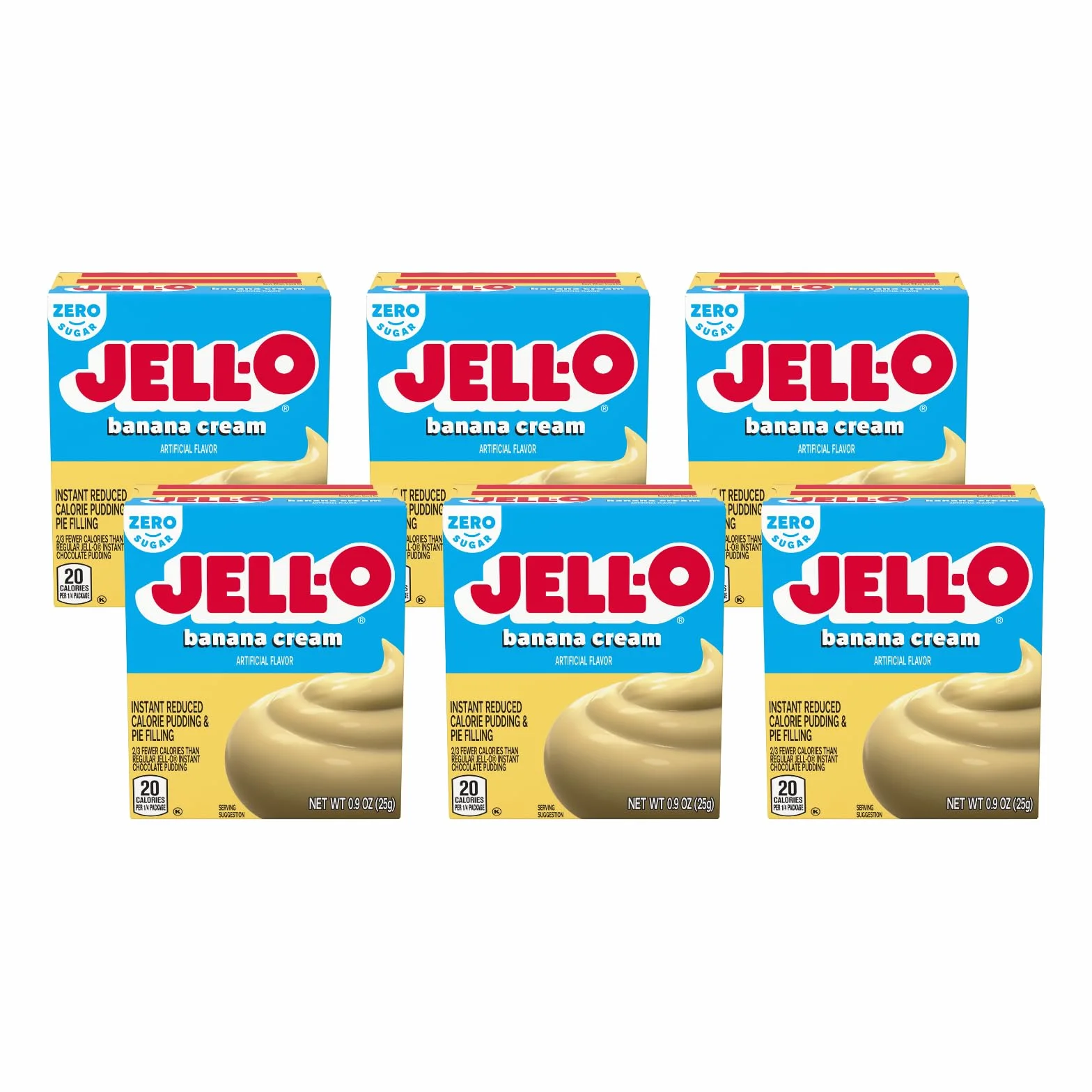 Jell-O Sugar-Free Instant Pudding and Pie Filling, Banana Cream, 0.9-Ounce Boxes (Pack of 6)