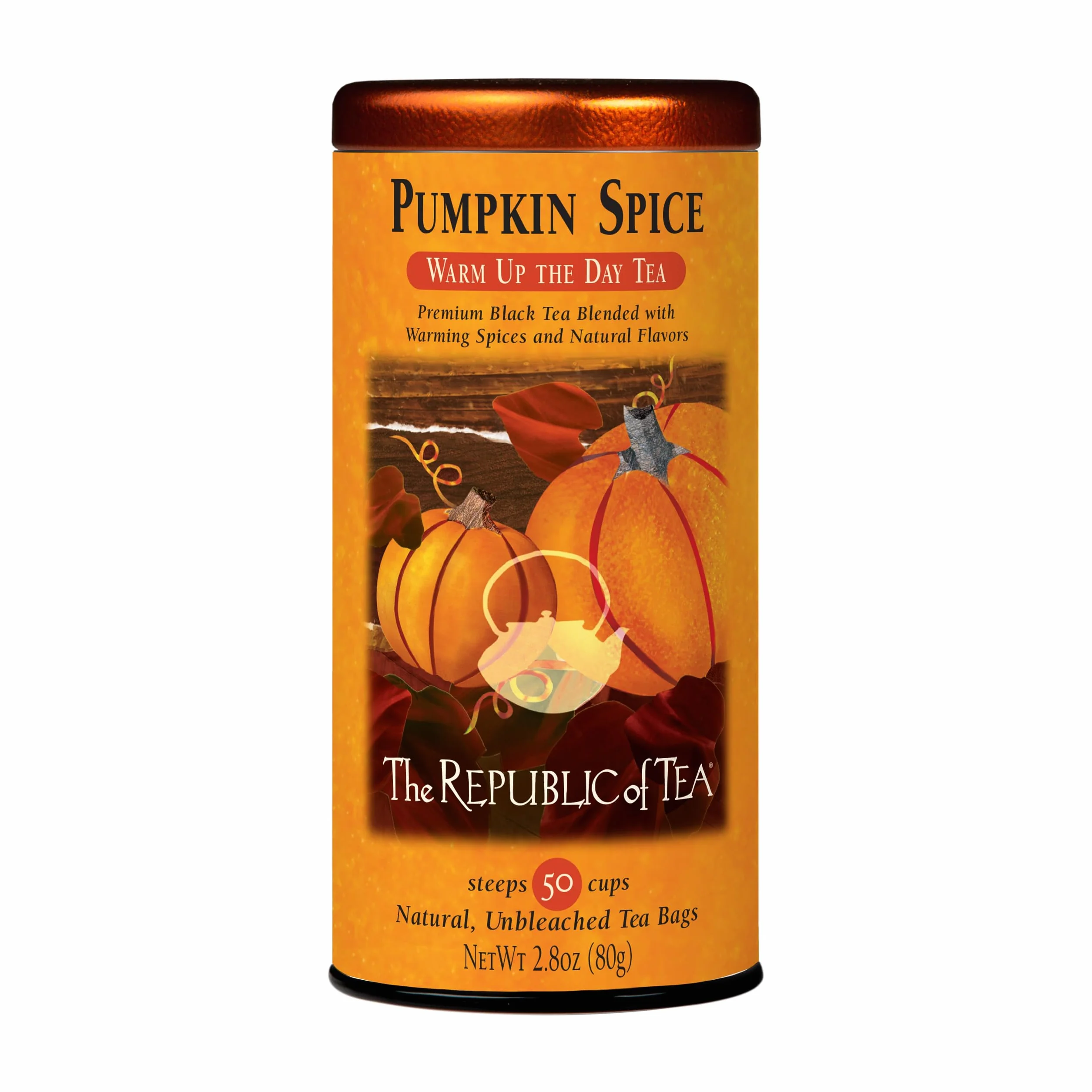 The Republic Of Tea Pumpkin Spice Black Tea, 50 Tea Bags, Autumnal Spice Blend