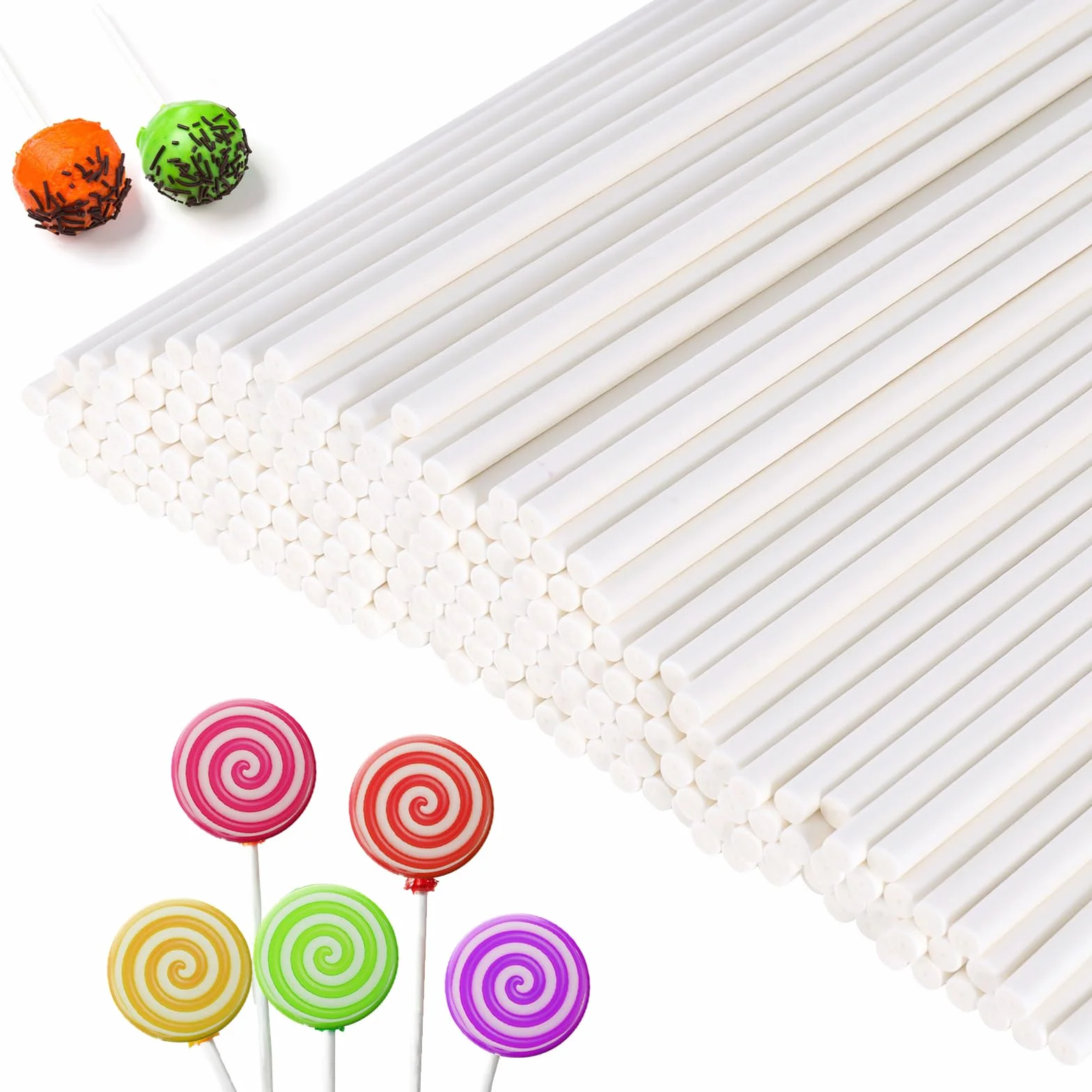 Parastar 200 Pièces Batonnet Pop Cake,Bâtons à Gâteau en Papier,Bâton de Décoration de Gâteau,Mini Bâtons de Sucette Blancs pour Sucettes, Bonbons, Gâteaux, Biscuits et Desserts 10cm×3.5mm