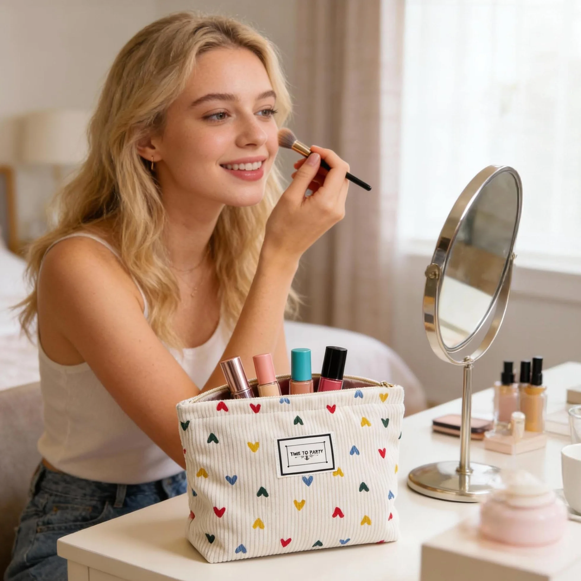 Trousse de Toilette Femme Maquillage Bebe Enfant Grande Pochette Sacoche