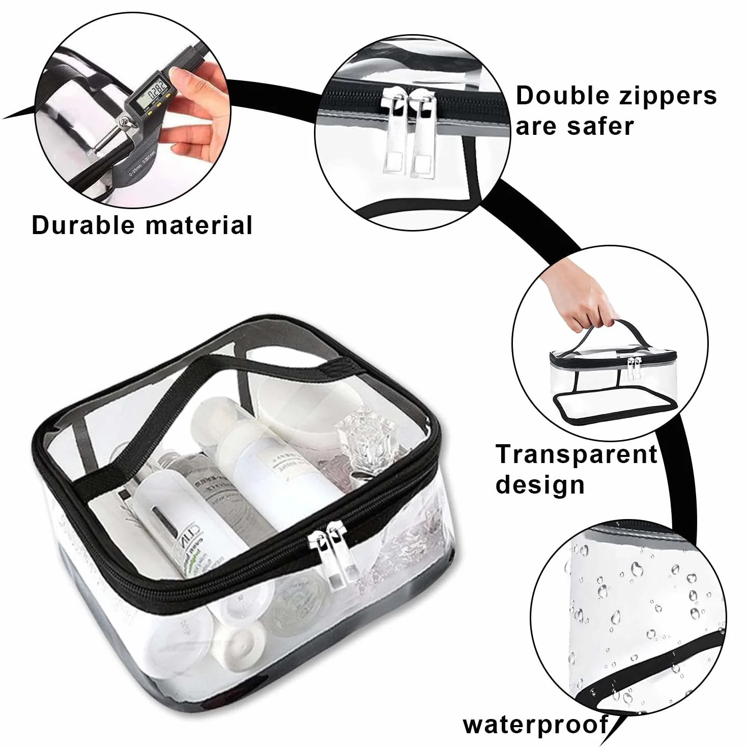 Trousse de Toilette Transparente 2 Pièces PVC Voyage Avion