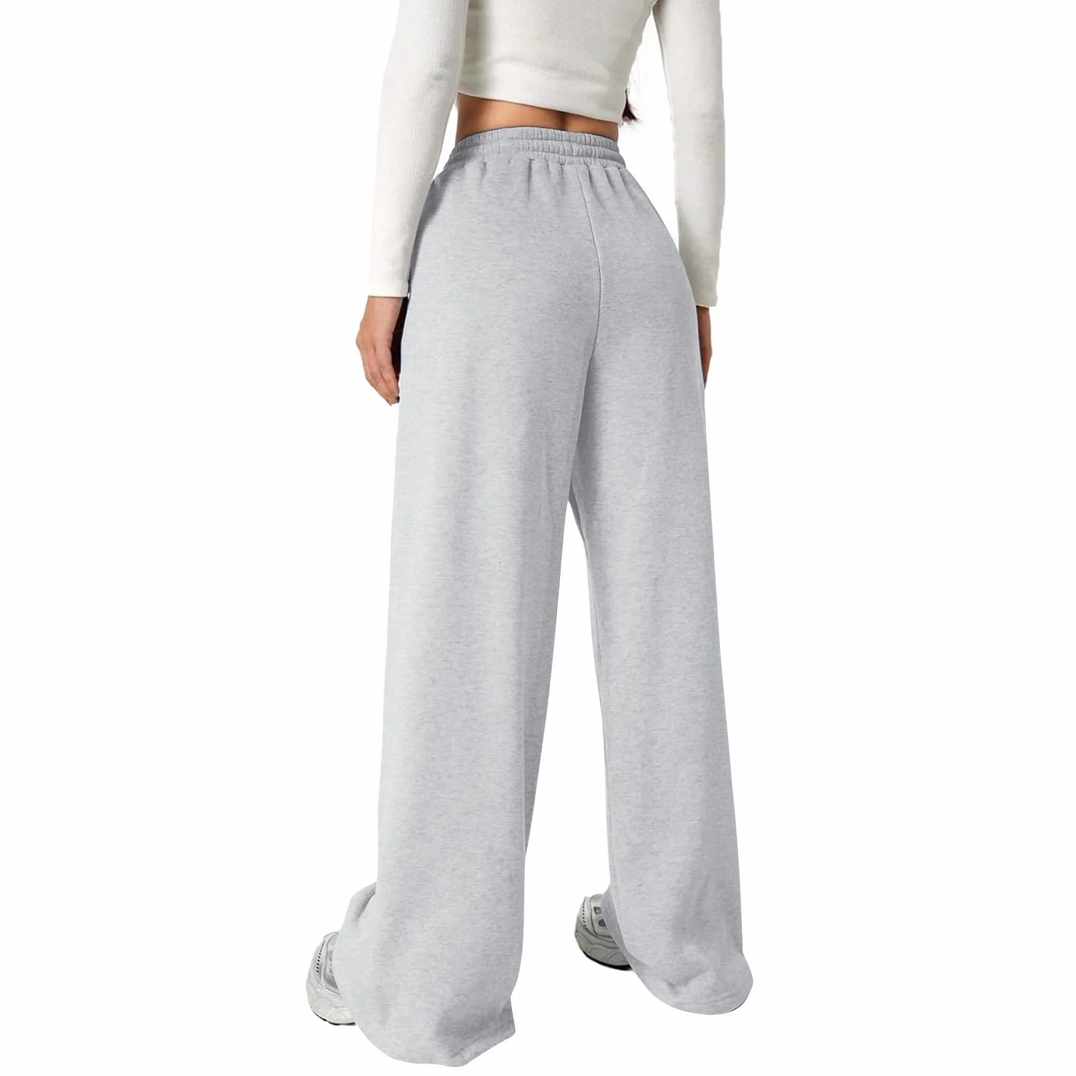 Pantalon Jogging Filles Baggy Taille Élastique Cordon de Serrage Poches Jambe Large Couleur Unie