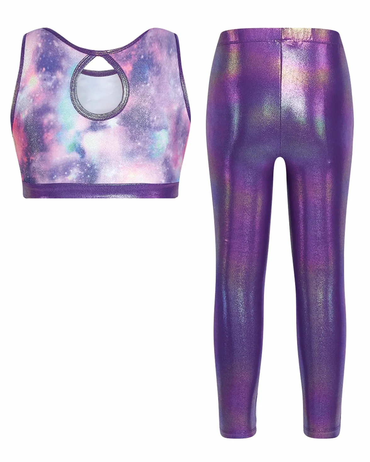 JiAmy Girls Gymnastics Leotards Two Piece Sparkly Dance Biketards Ballet Tumbling Outfit 3-12 Years