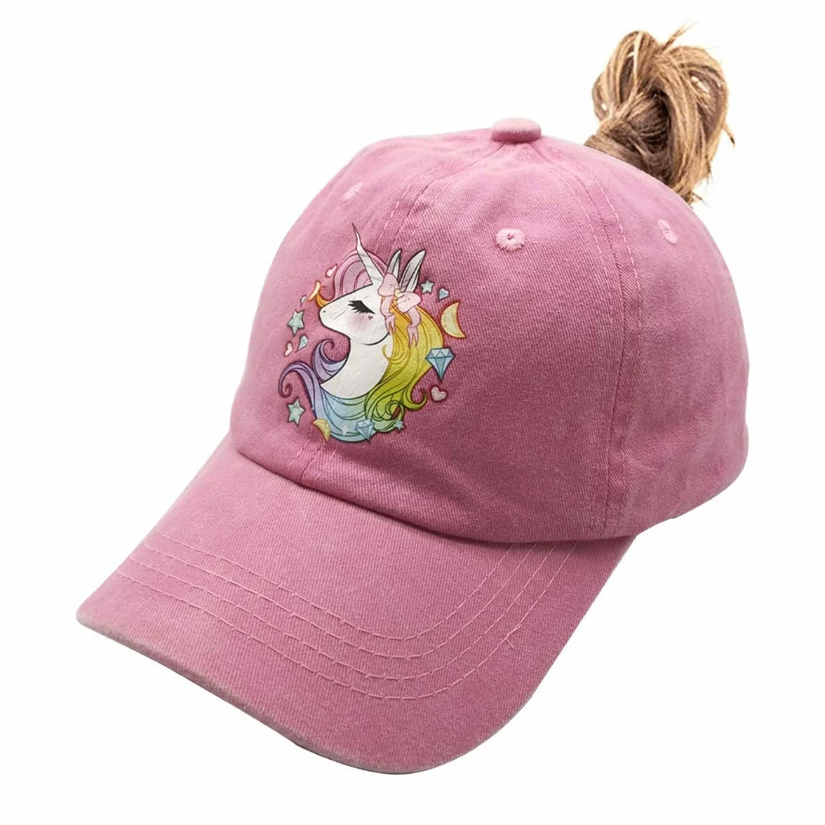 Casquette de Baseball Licorne Anti-UV Filles 3-12 Ans Rose