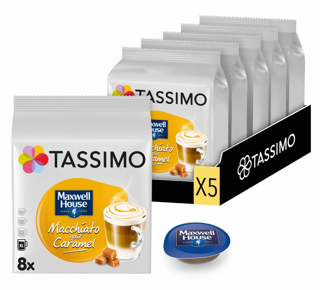 Tassimo Café Dosettes - 40 boissons Maxwell House Macchiato Caramel (lot de 5 x 8 boissons)