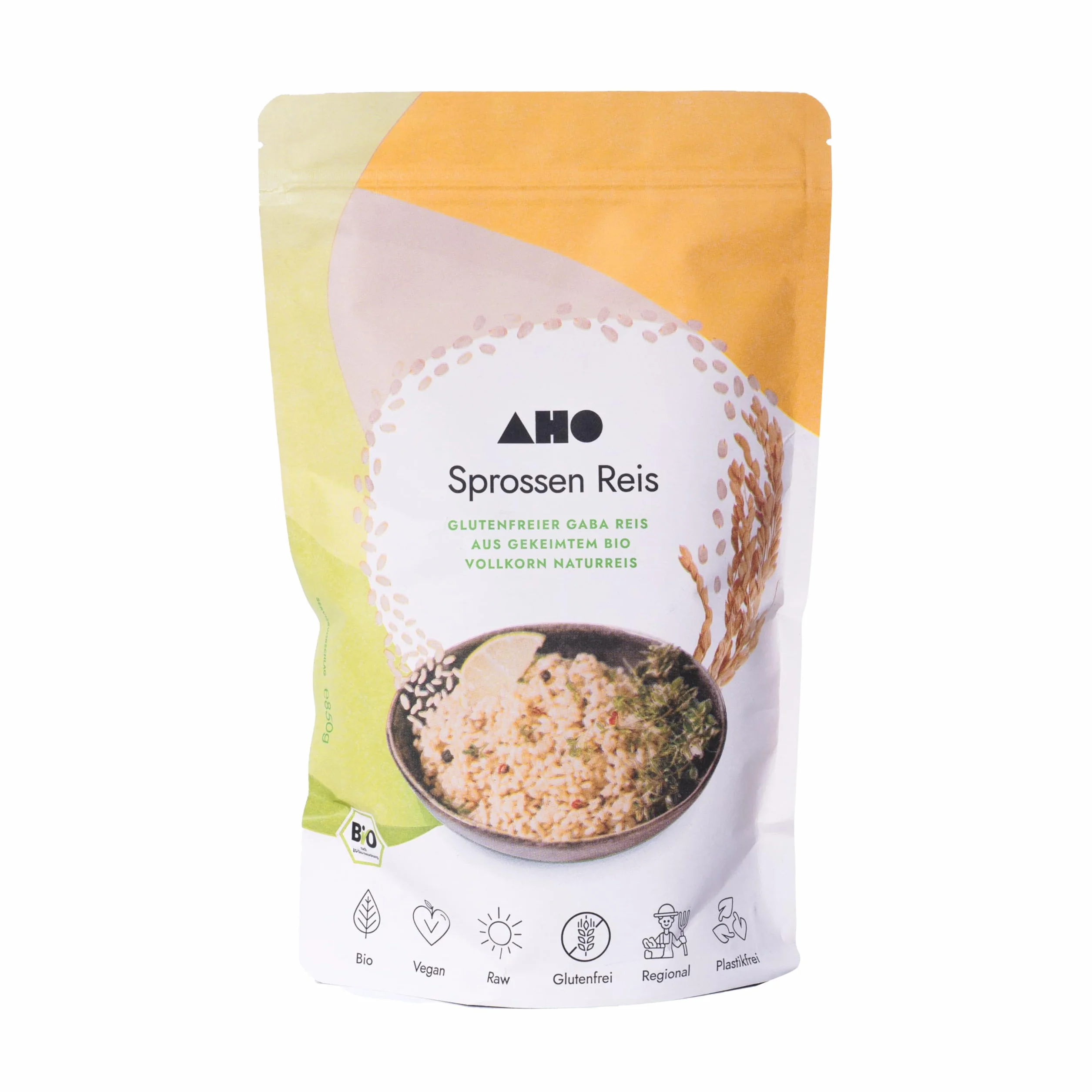 AHO Spices Riz 850 g, riz germé biologique, riz naturel à grains entiers, riz GABA, contient de l'acide gamma aminobutyrique