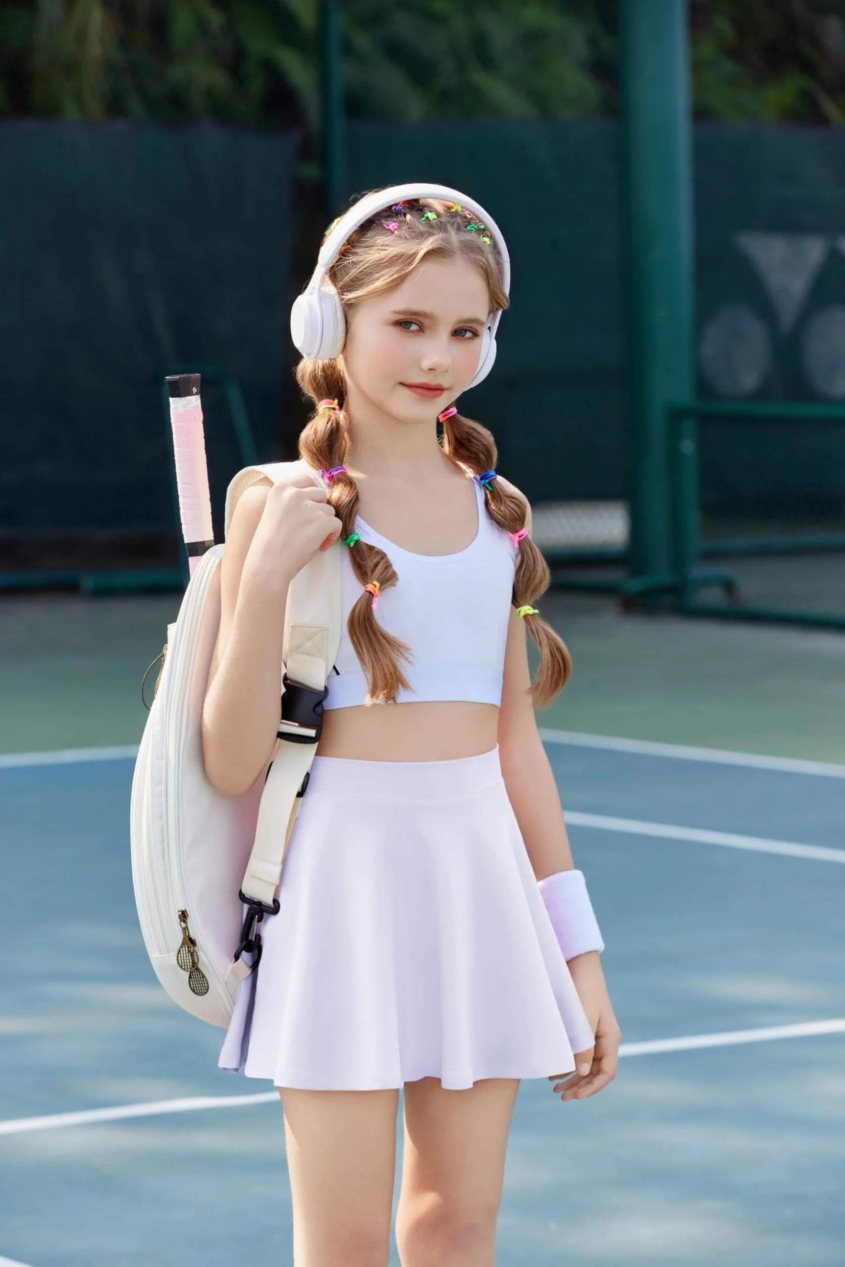 Arshiner Jupe de tennis pour fille avec pantalon taille haute plissée poches 6-15 ans