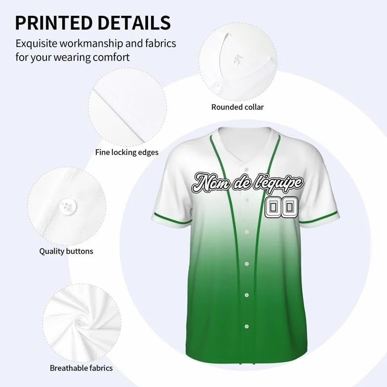 Maillot de Baseball Personnalisé avec Votre Nom, Numéro et Logo S-4XL pour Homme Femme Jeunes