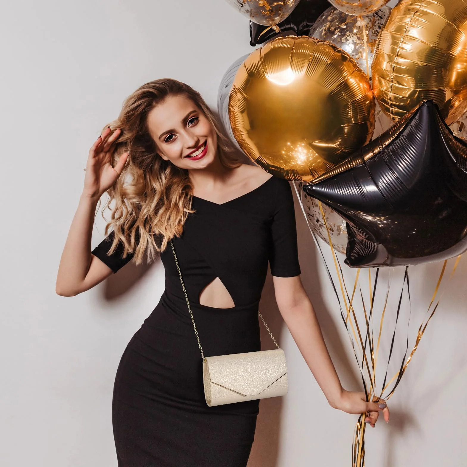 BAIGIO Pochette Enveloppe Femme Sac de Soirée Élégante Petite Sac à Bandoulière Mariage