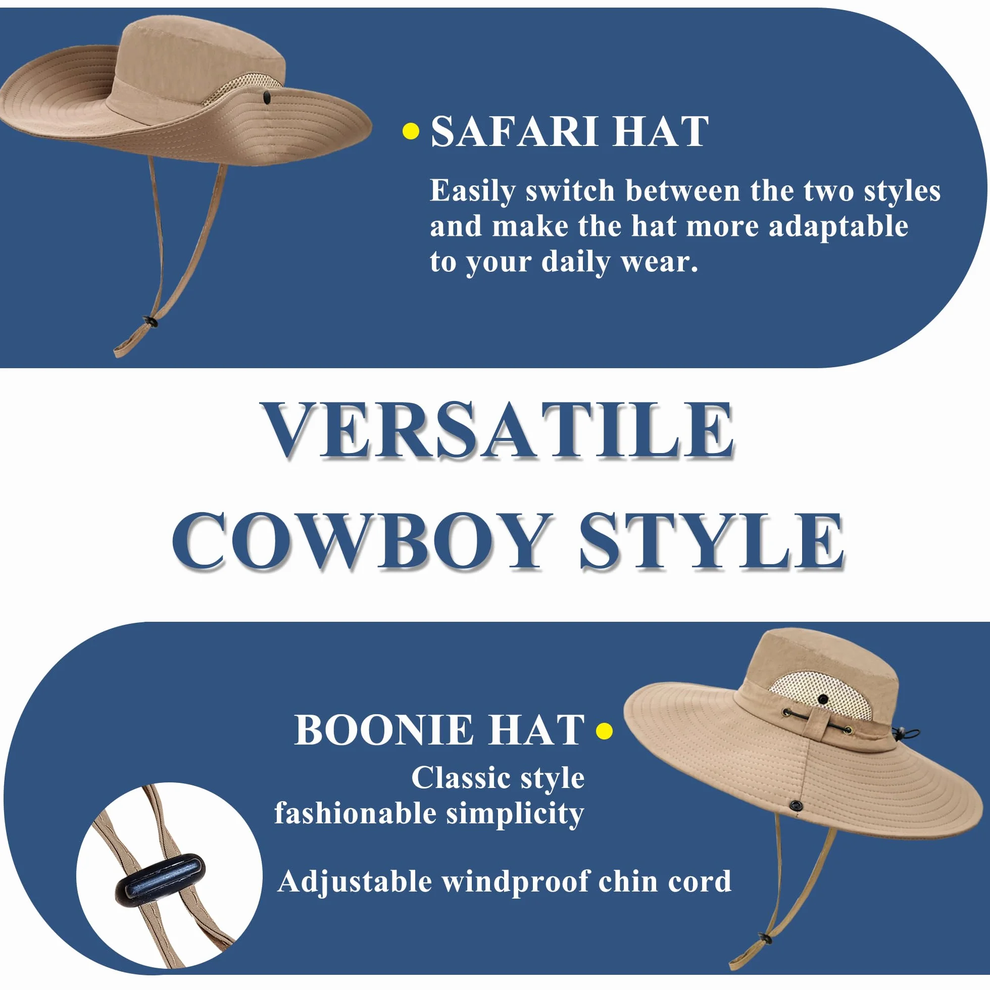 Chapeau Boonie Homme Imperméable Respirant Pliable avec Mentonnière Réglable pour Chasse Pêche Camping