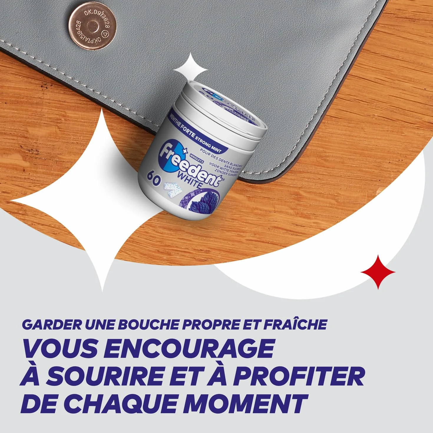 FREEDENT WHITE Chewing-Gum Menthe Forte Sans Sucres 60 dragées 84g