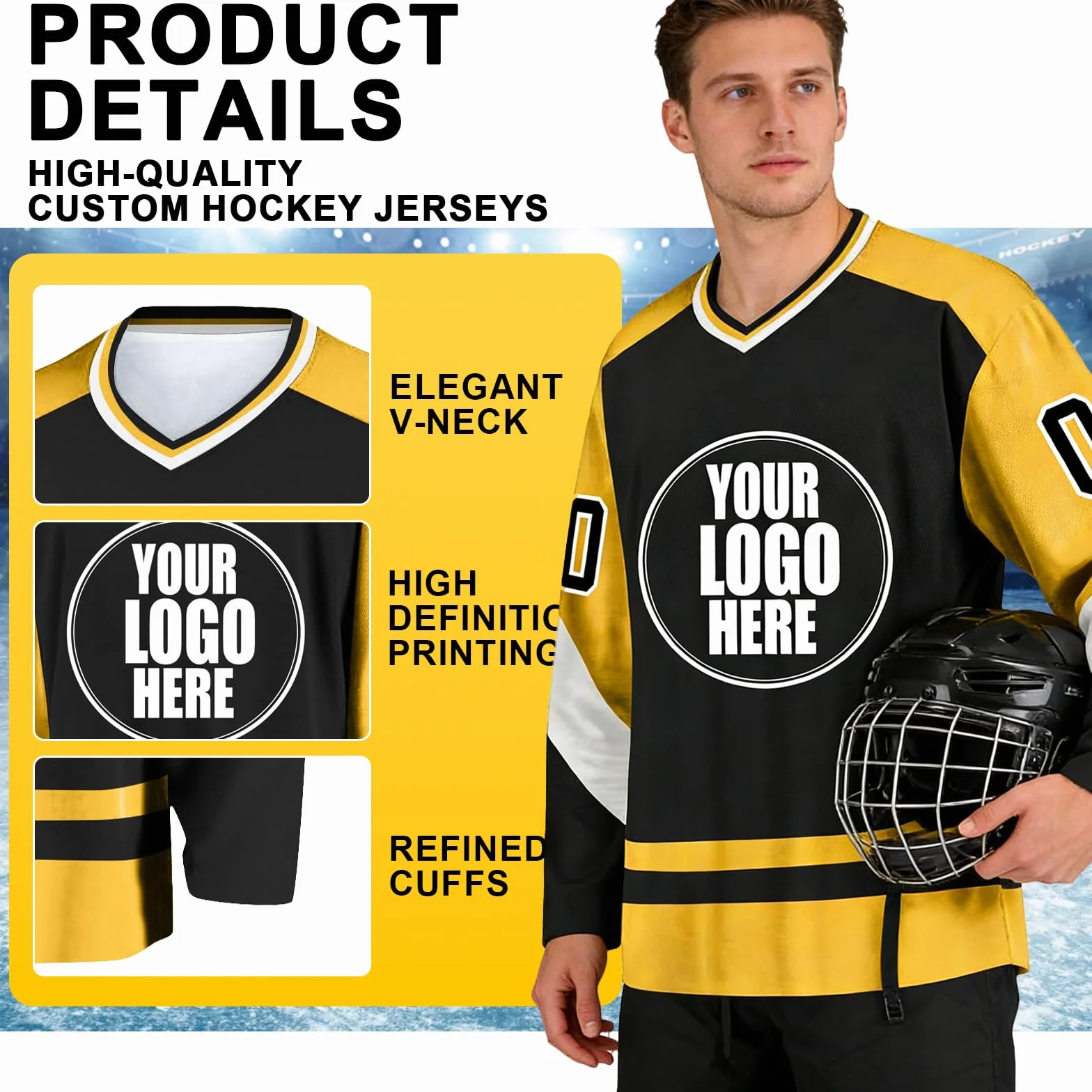 Maillots de Hockey Personnalisés avec Logo, Nom d'Équipe et Nom Personnel