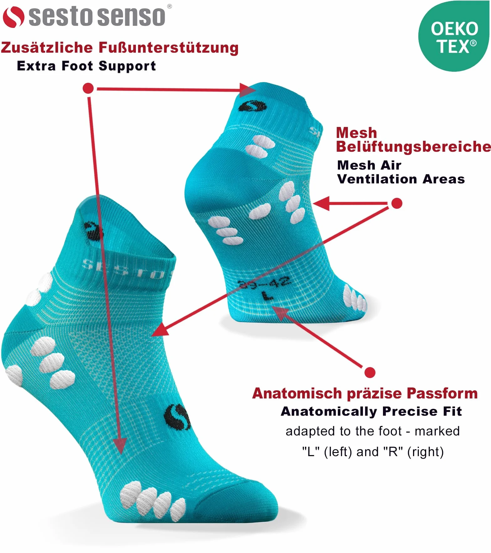 Sesto Senso 3 Paires Chaussettes de Sport Compression Mi-Mollet