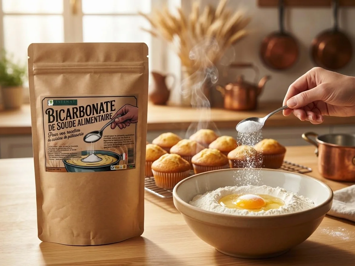Bicarbonate de Soude Alimentaire 300g - Qualité Extra-Fine Pâtisserie & Cuisine - Pur & Sans Additifs - Multi-Usages : Digestion, Soins Corps & Entretien Écologique - Origine France - ESTÉNAT