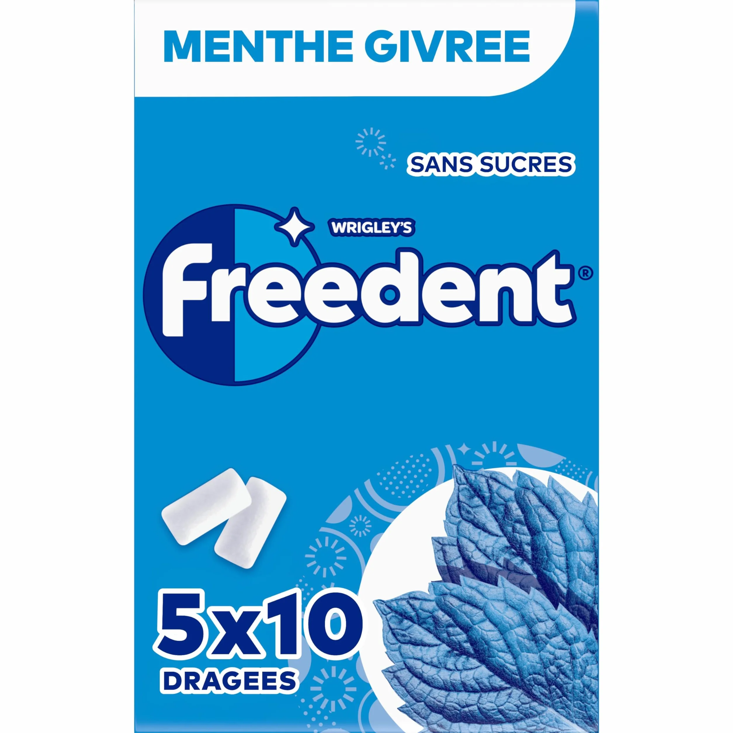 FREEDENT Chewing Gum Sans Sucre Goût Menthe Givrée 5 Paquets 70g