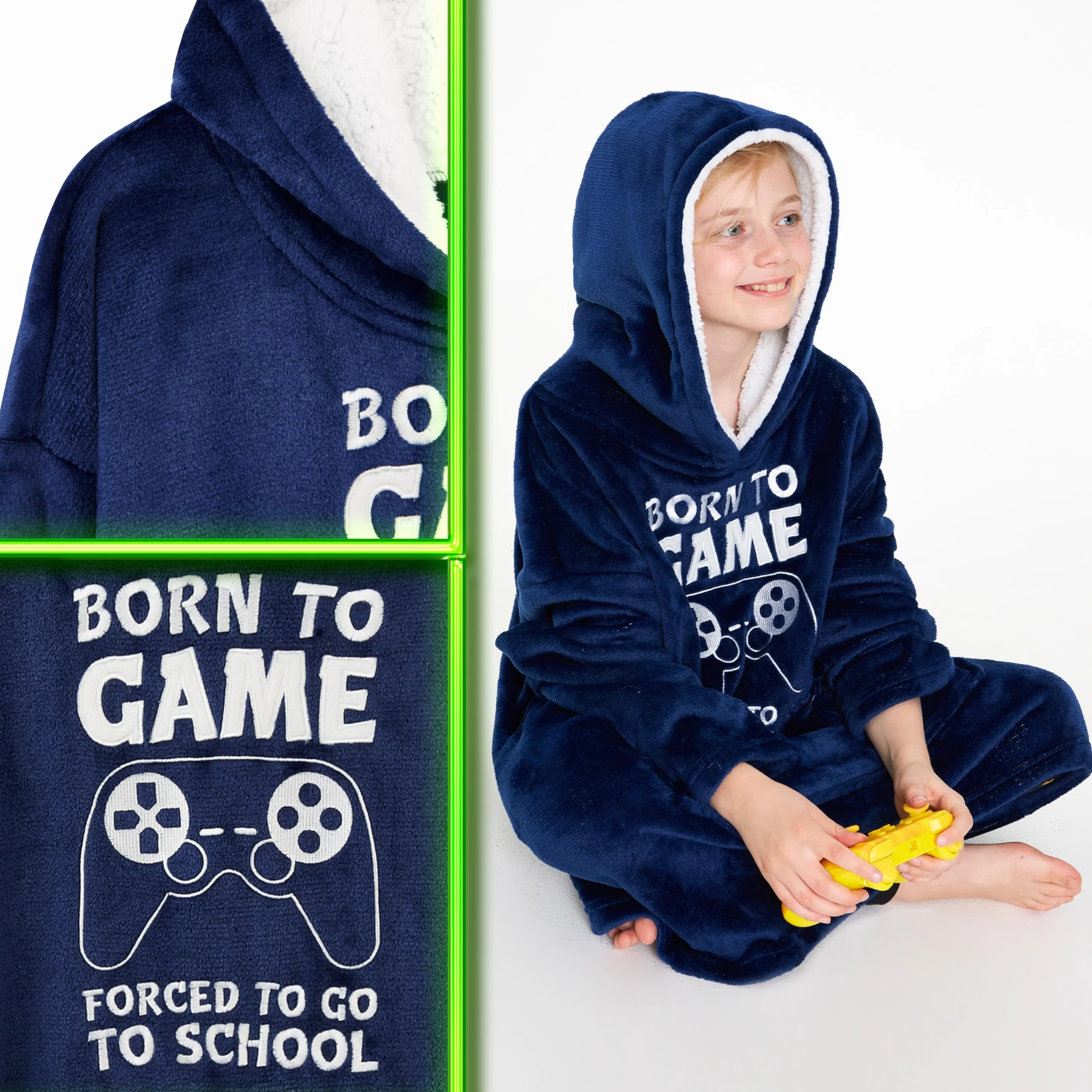 CityComfort Pull Plaid Enfant Oversize en Polaire Ado