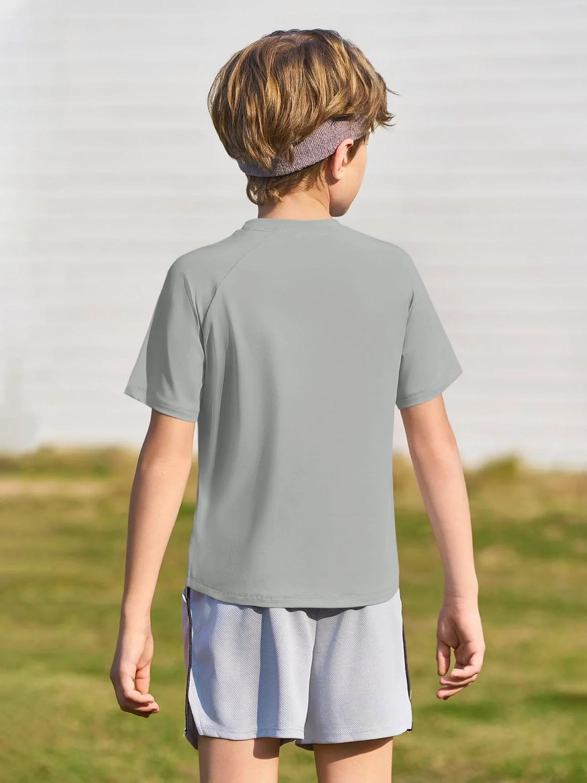 T-shirt enfant à manches courtes col rond uni léger coupe droite sport décontracté 5-14 ans