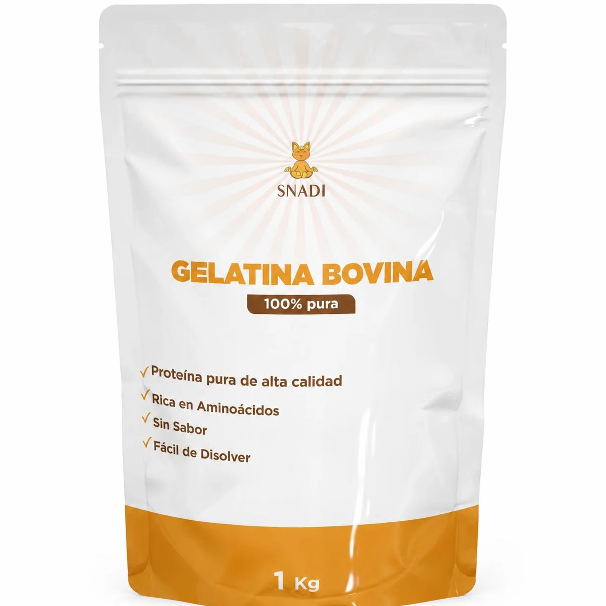 Gélatine Bovine en Poudre Snadi | 1 kg | Sans Saveur, 100% Pure et de Qualité Professionnelle | Parfaite pour la Pâtisserie, les Desserts, les Gels, les Sauces et les Préparations Salées