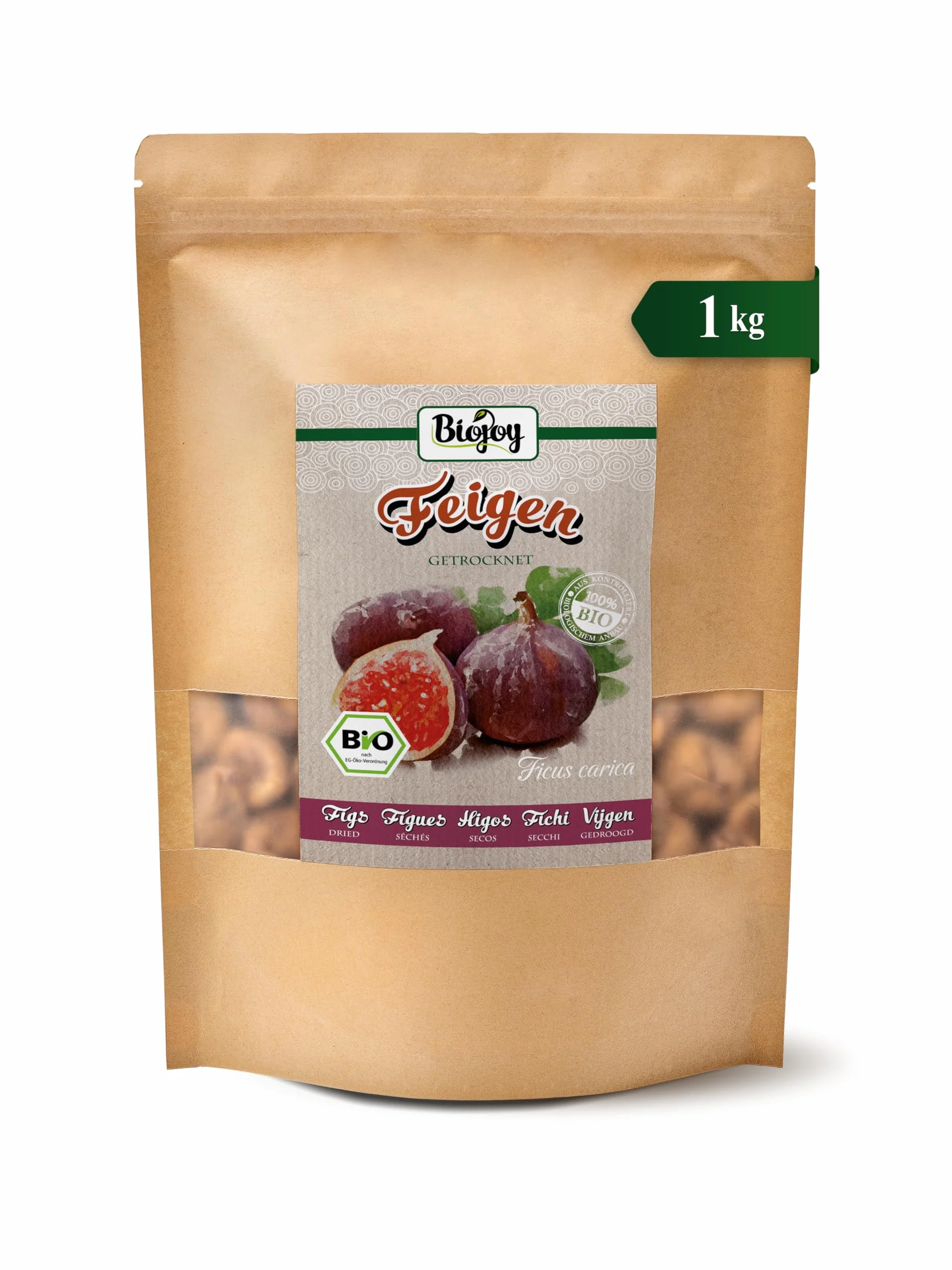 Biojoy Figues séchées BIO (1 kg), entières et non-soufrées