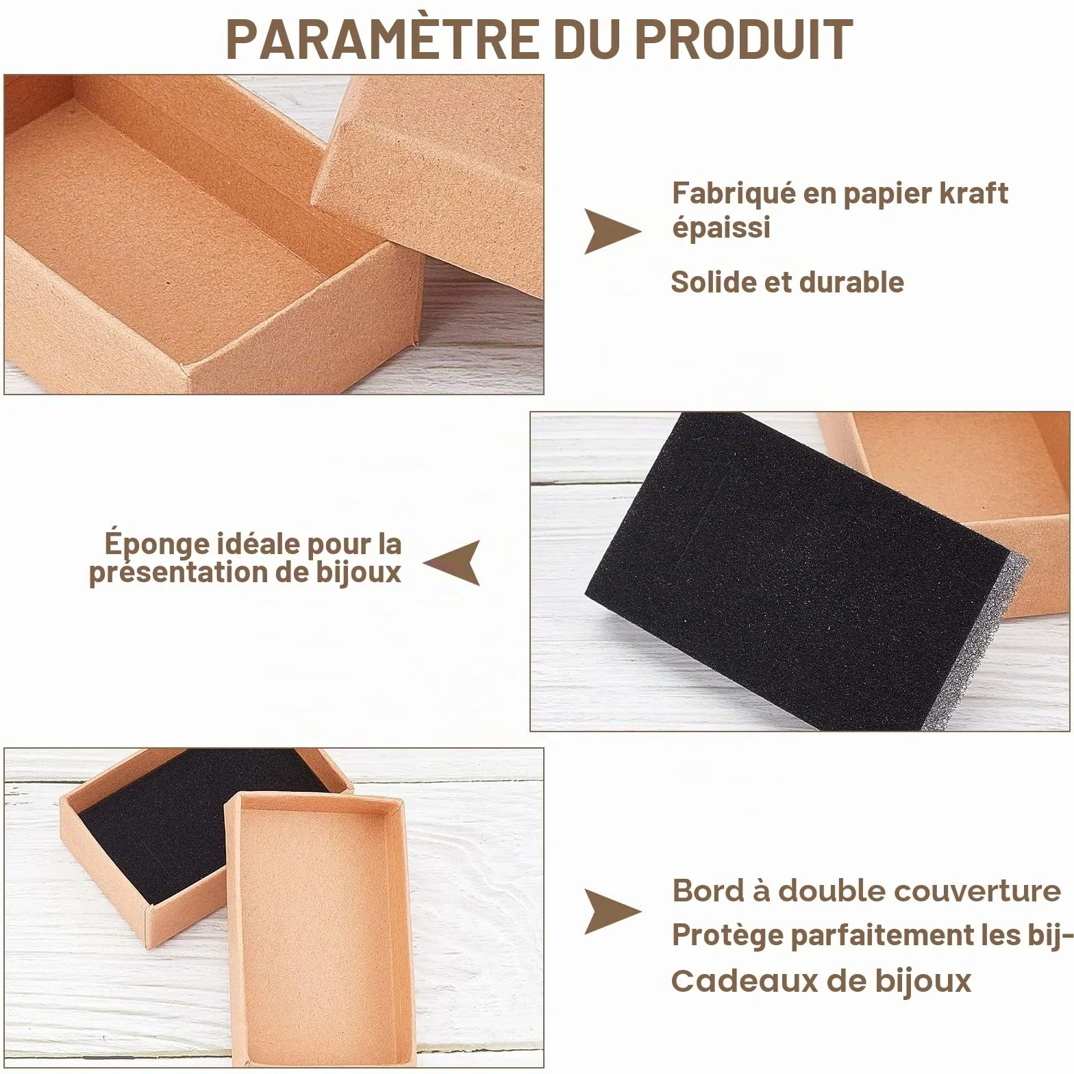 Nbeads Lot de 24 Boîtes en Carton Kraft Marron avec Couvercles pour Bijoux Cadeaux 8x5x3cm